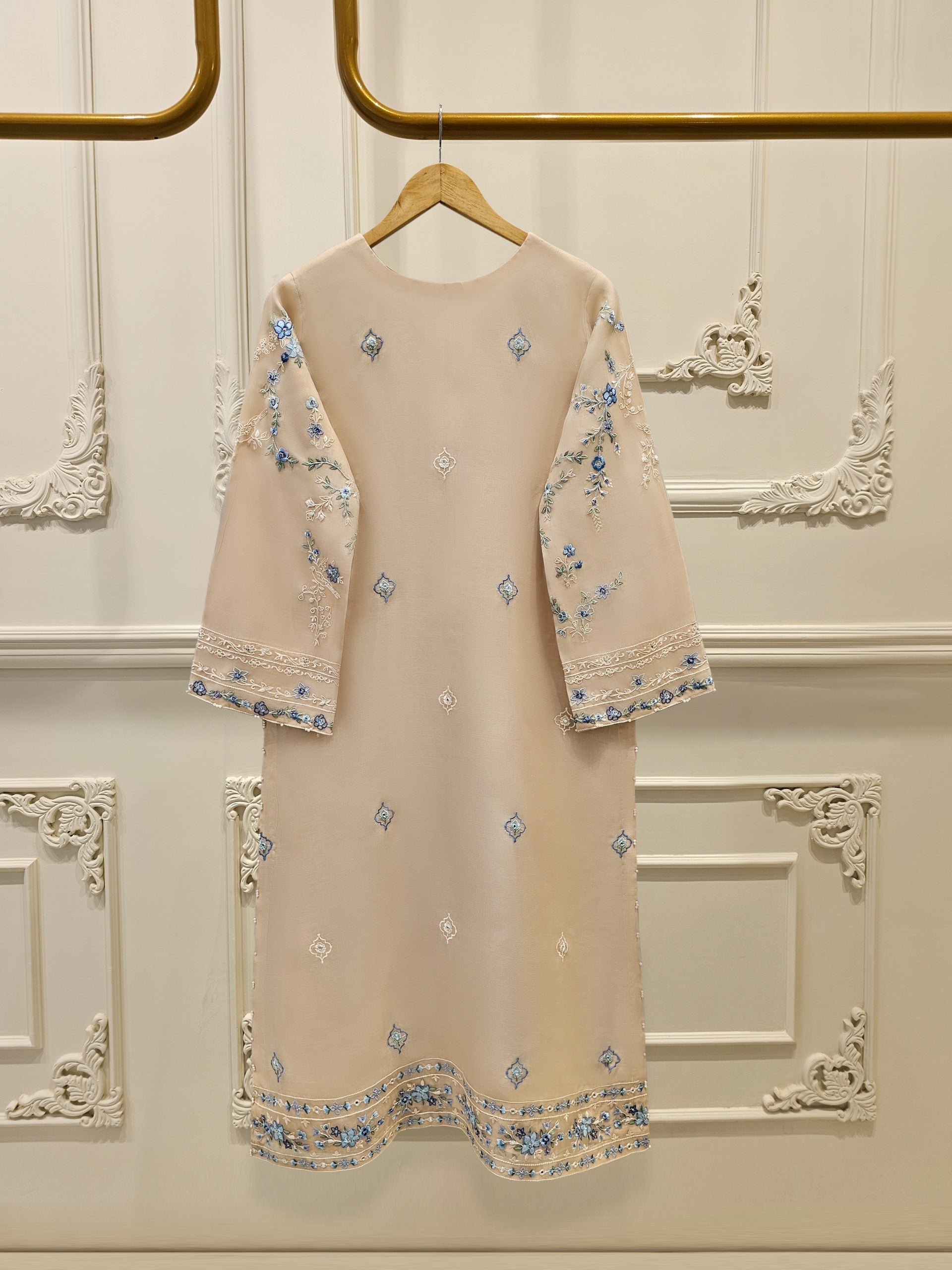 3 Piece - Pure Organza Embroidered Suit S111627 - Image 5