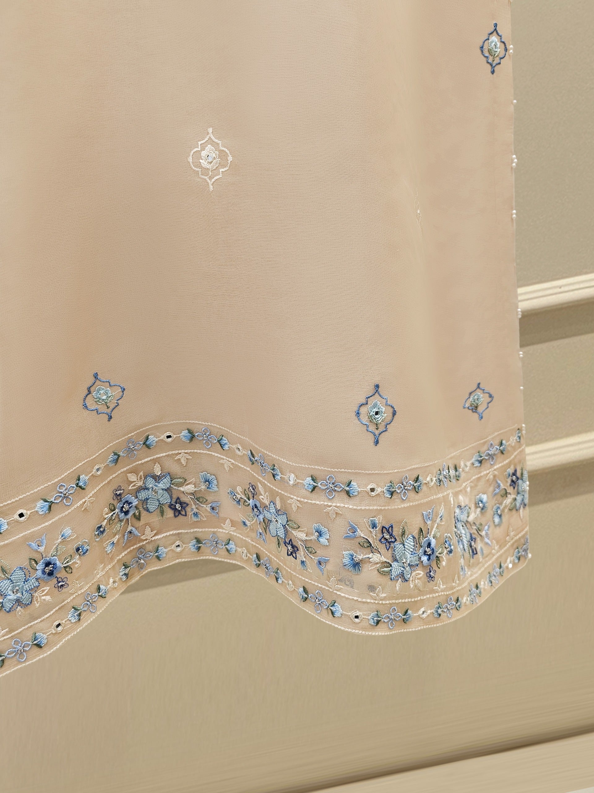 3 Piece - Pure Organza Embroidered Suit S111627 - Image 6