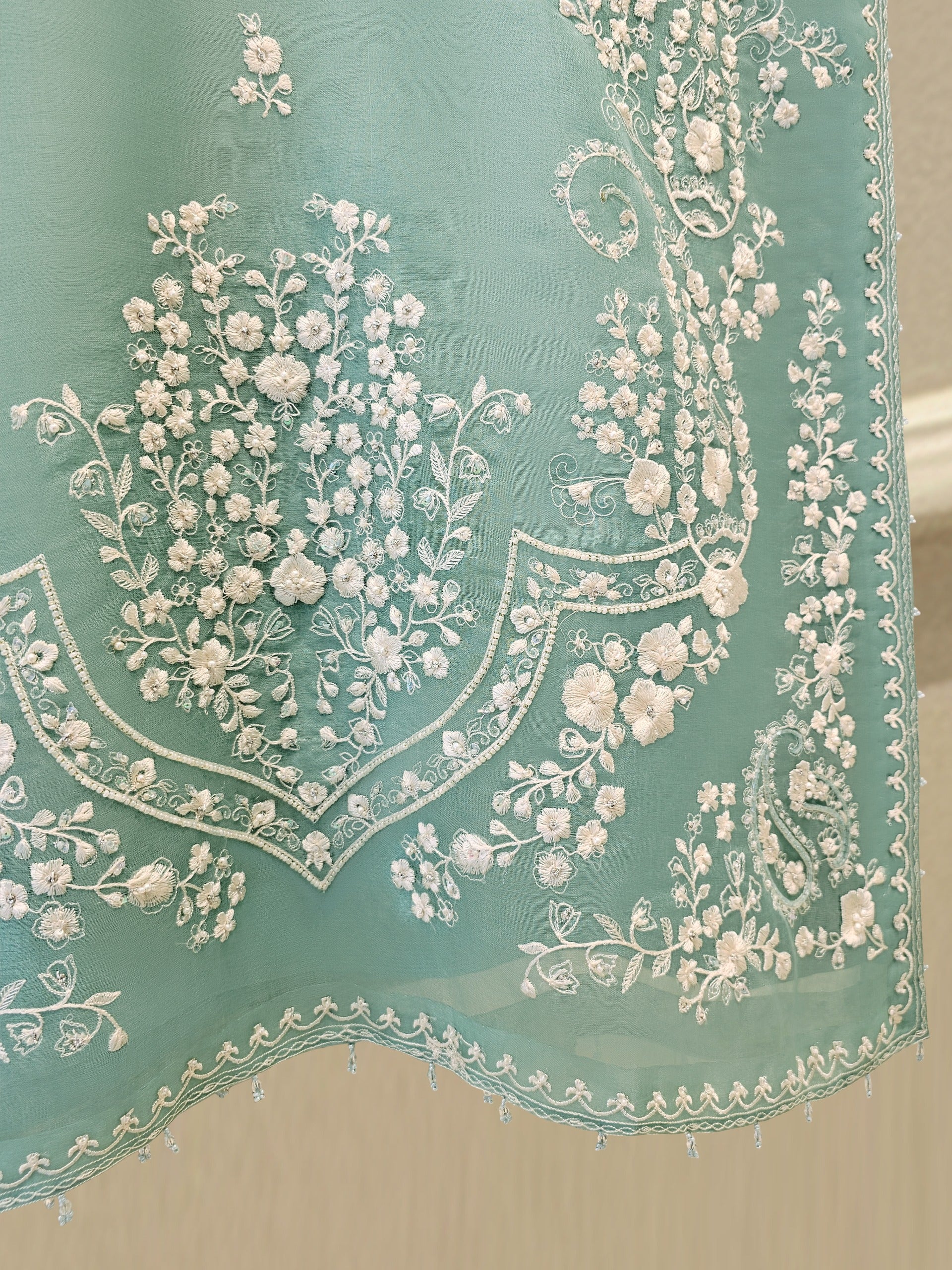 3 Piece - Pure Organza Embroidered Suit S111651 - Image 3