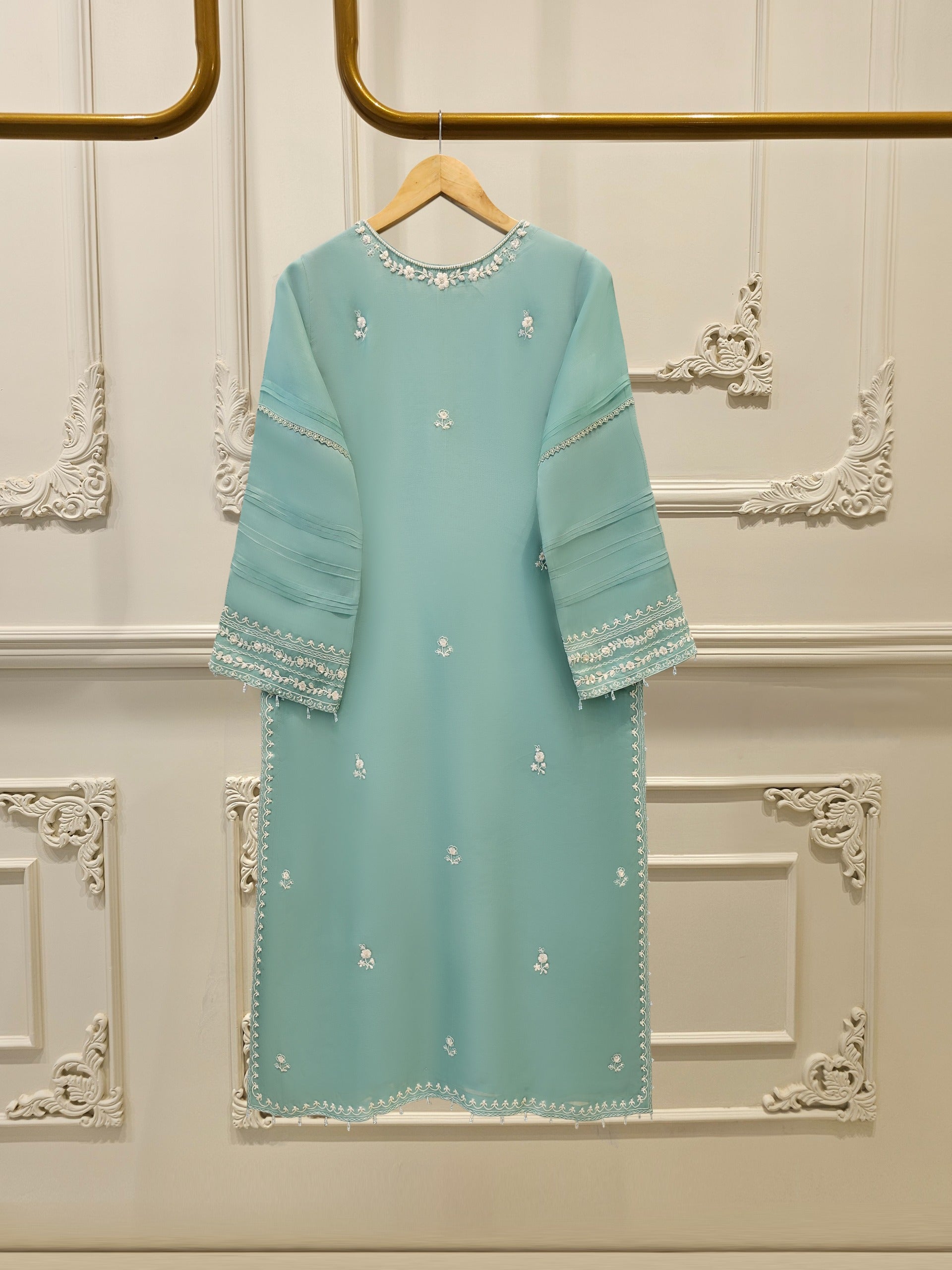 3 Piece - Pure Organza Embroidered Suit S111651 - Image 4