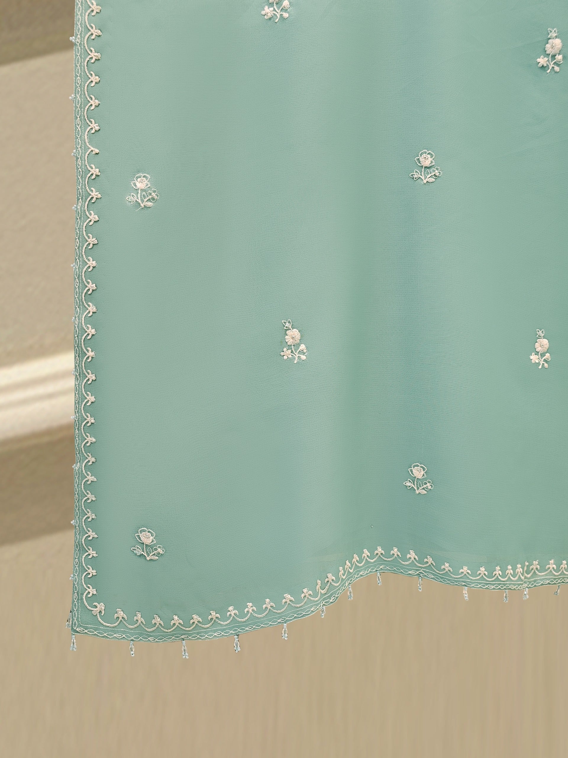 3 Piece - Pure Organza Embroidered Suit S111651 - Image 6