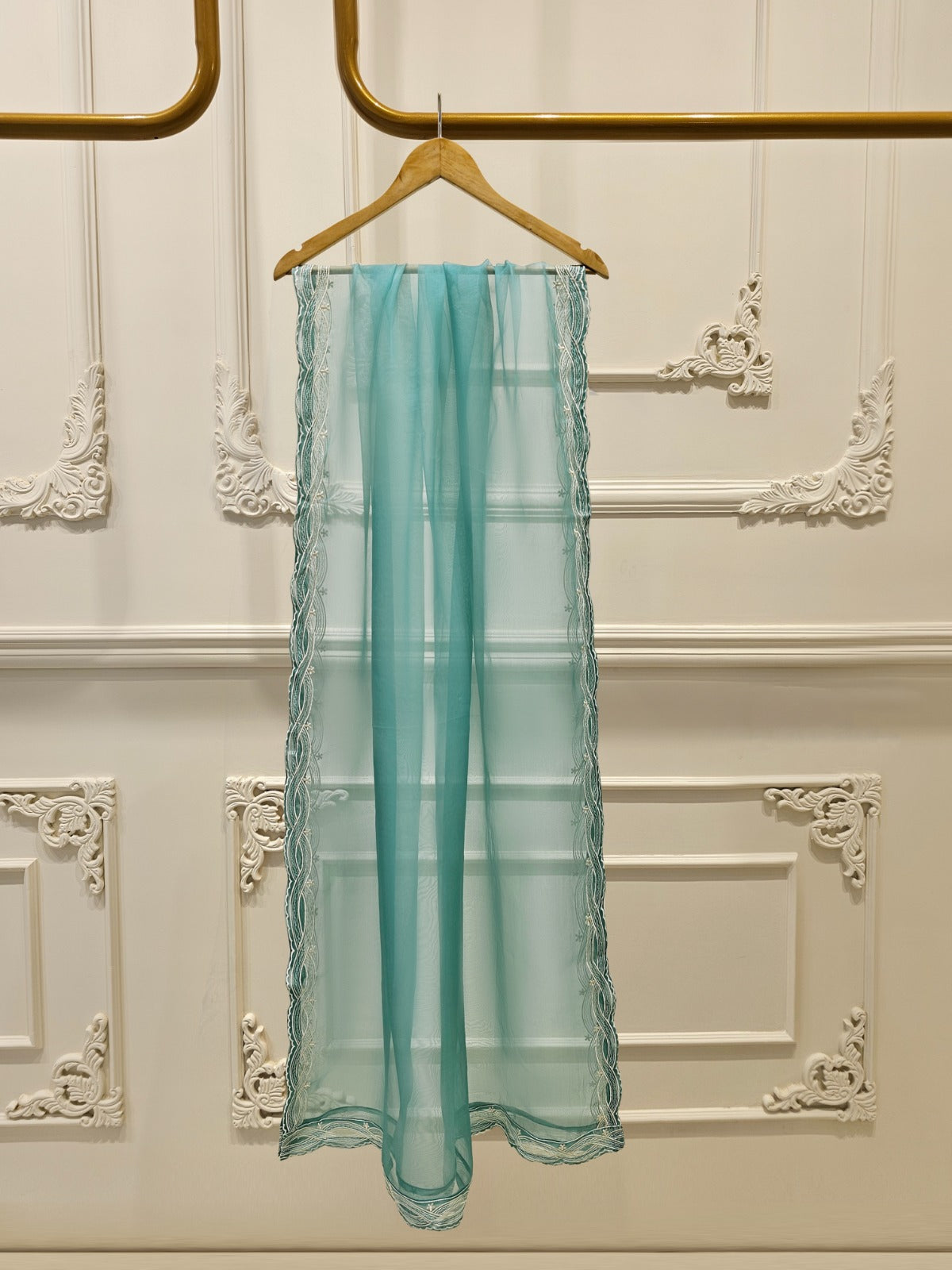 3 Piece - Pure Organza Embroidered Suit S111651 - Image 7