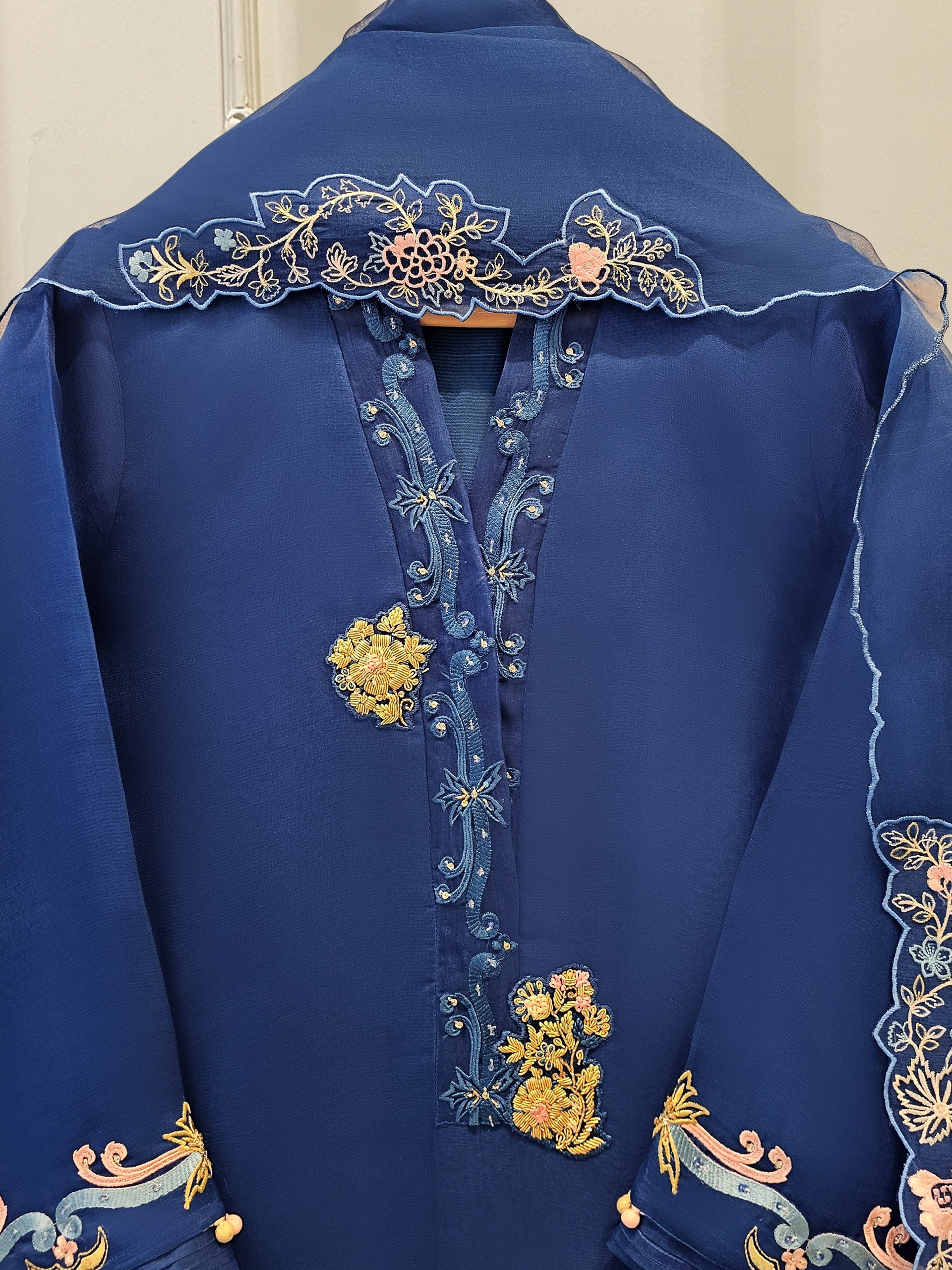 3 Piece - Pure Organza Embroidered Suit S111652 - Image 2