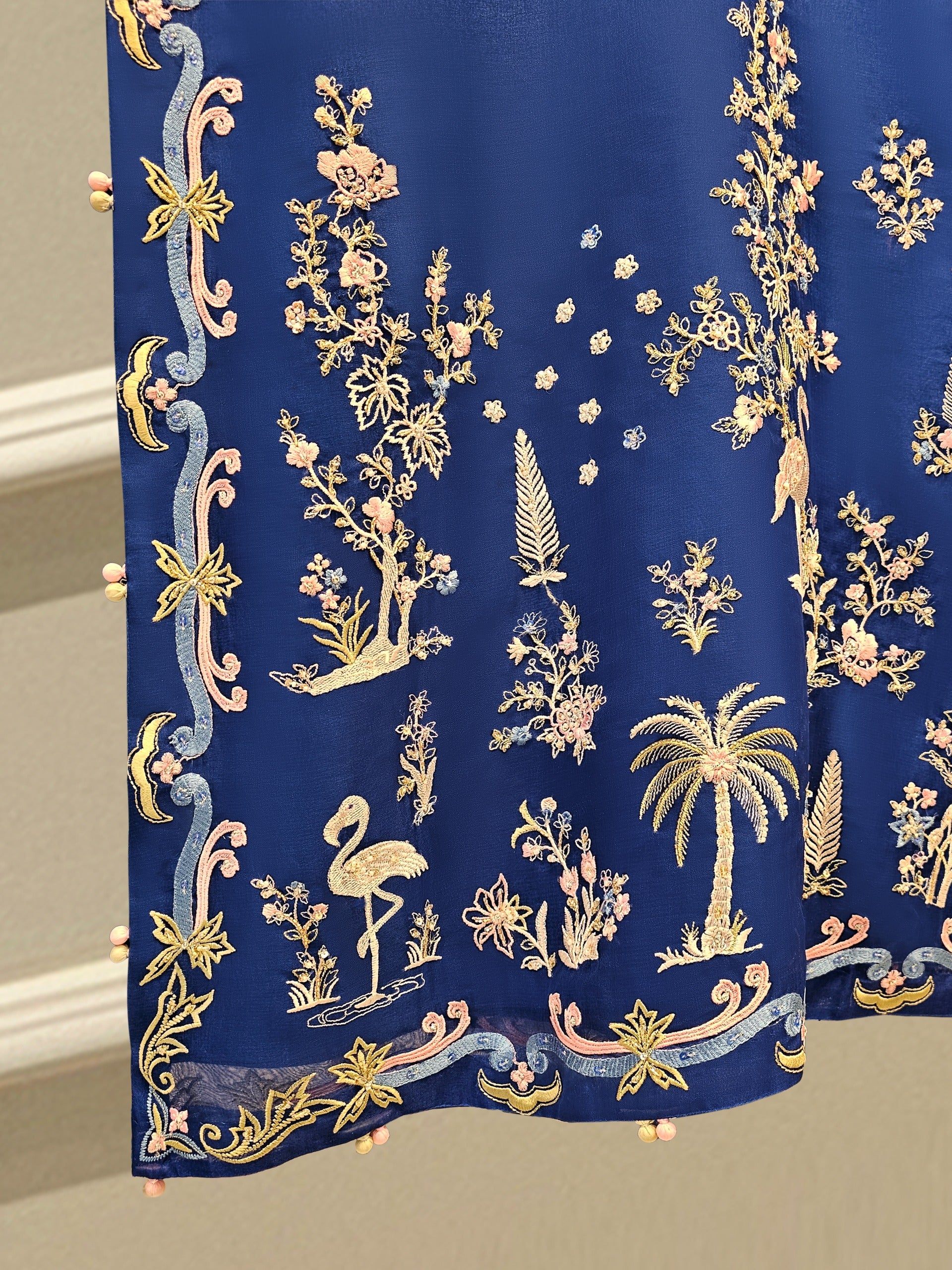 3 Piece - Pure Organza Embroidered Suit S111652 - Image 5