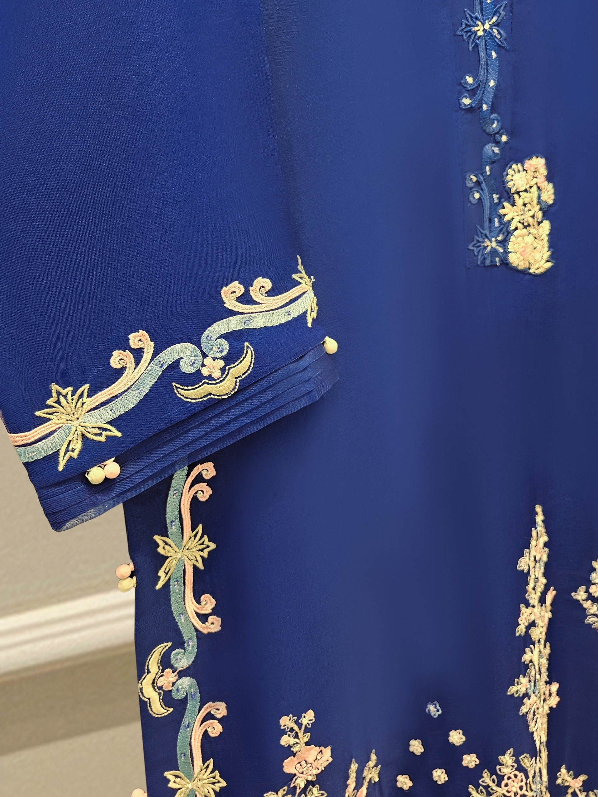 3 Piece - Pure Organza Embroidered Suit S111652 - Image 6