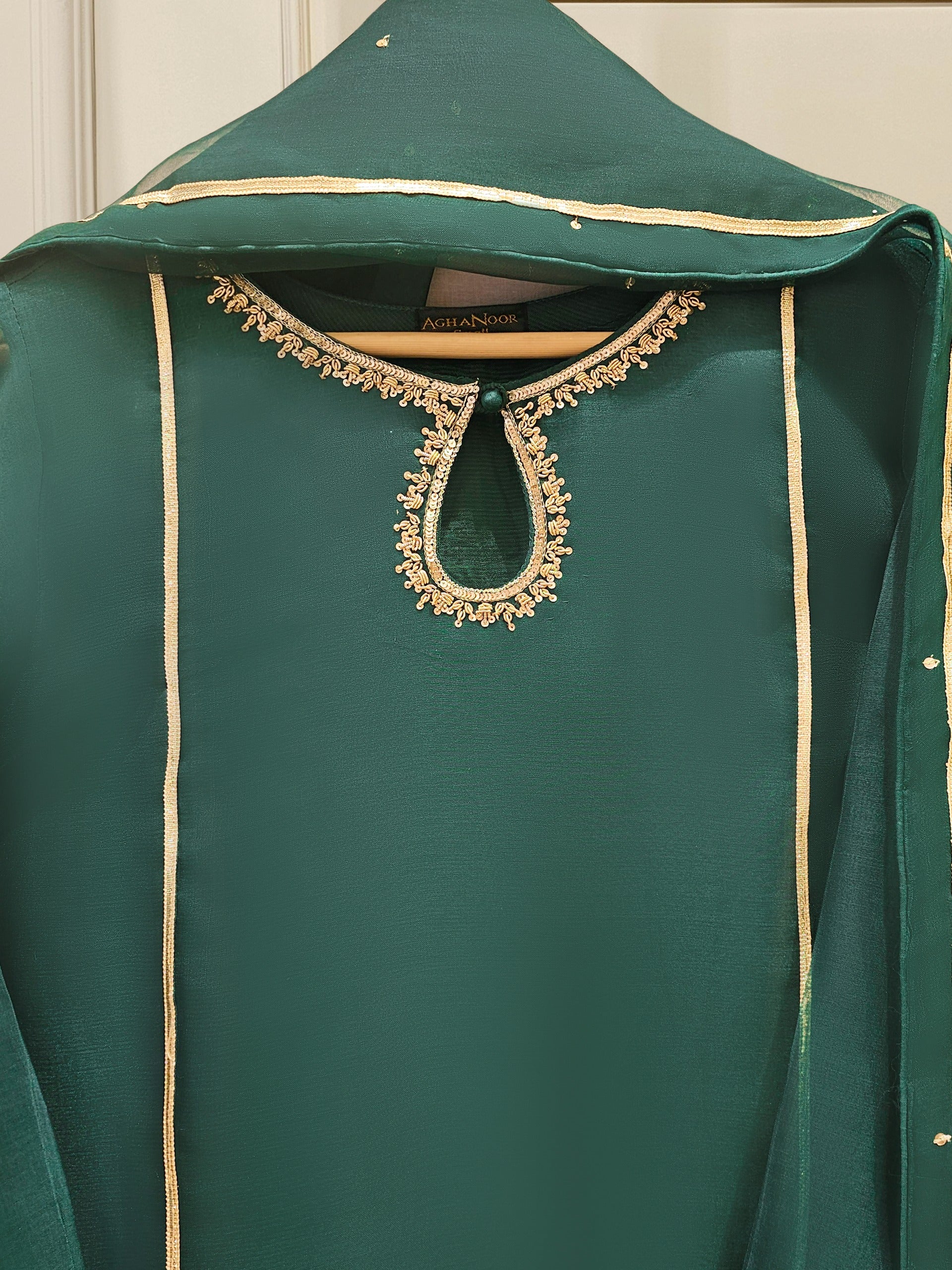 3 Piece - Pure Organza Embroidered Suit S111654 - Image 2
