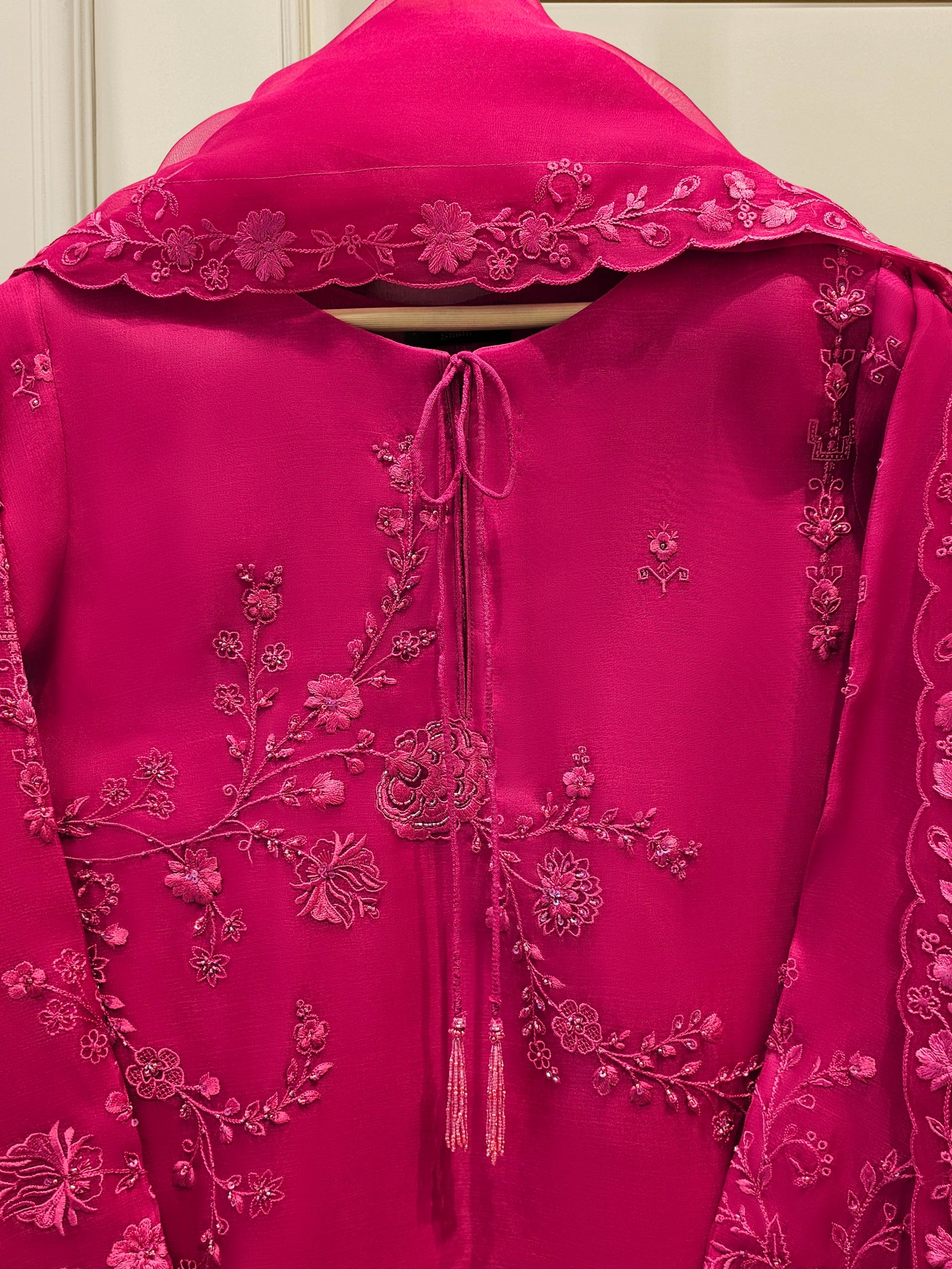 3 Piece - Pure Organza Embroidered Suit S111656 - Image 2