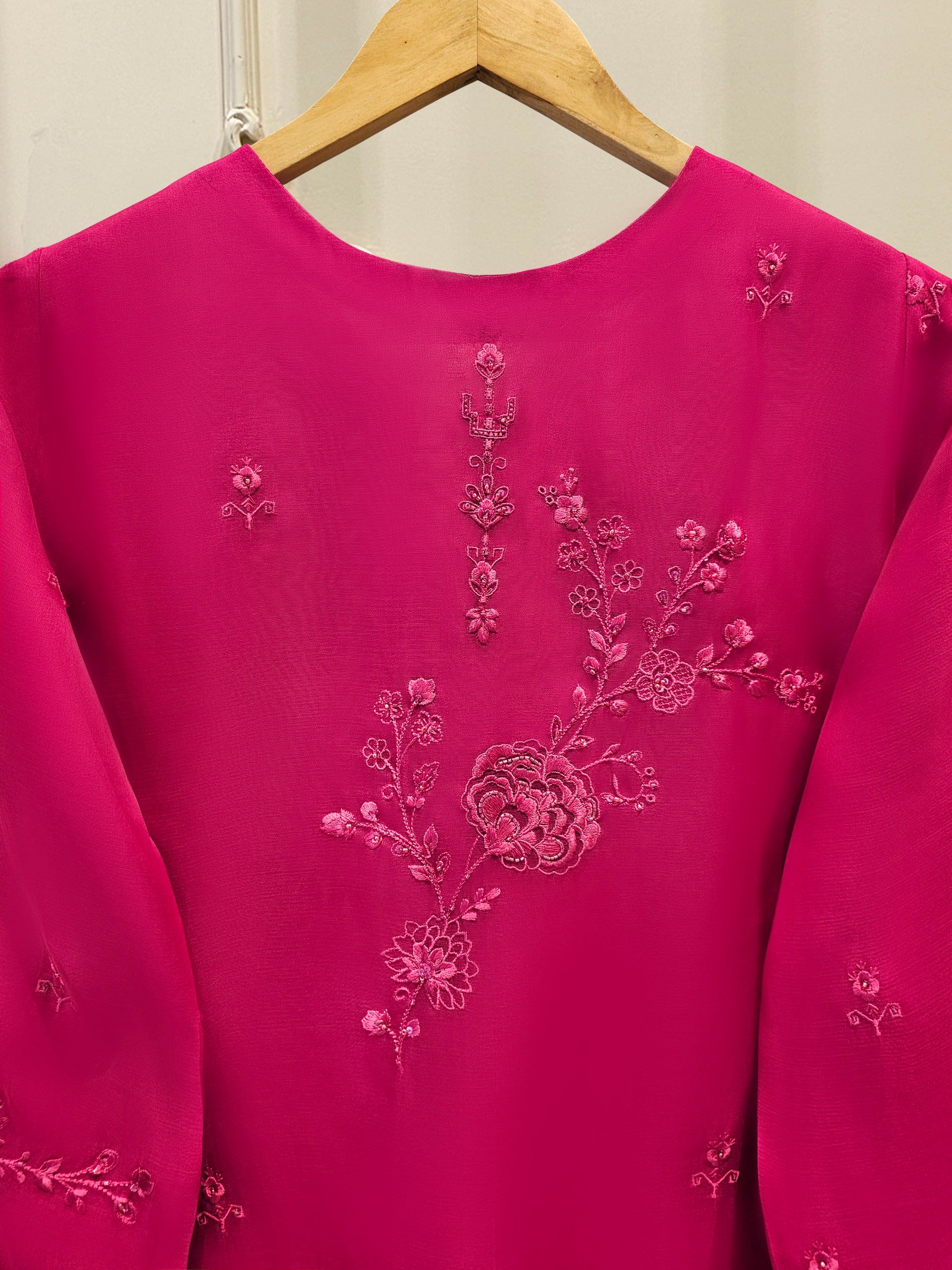 3 Piece - Pure Organza Embroidered Suit S111656 - Image 4