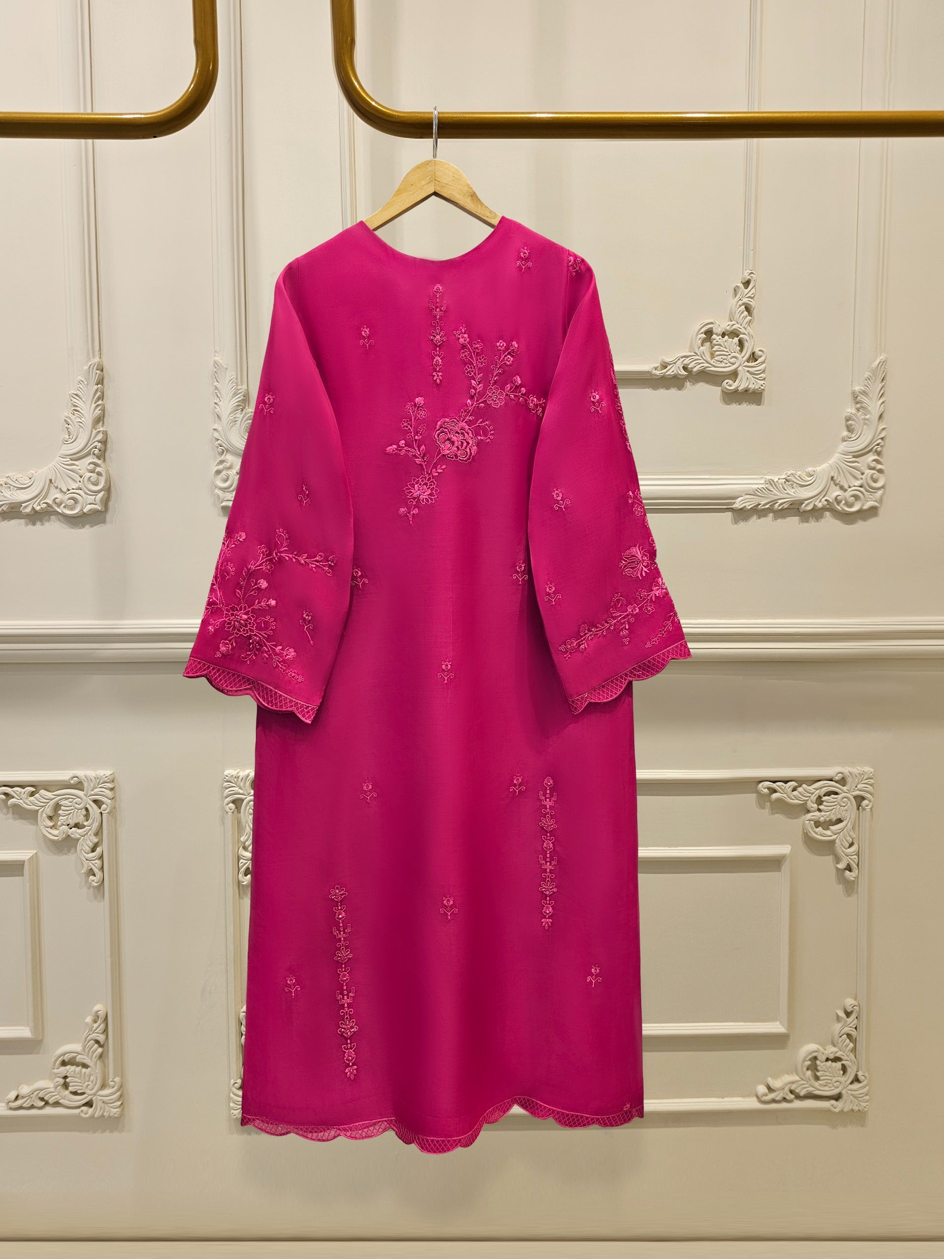 3 Piece - Pure Organza Embroidered Suit S111656 - Image 5