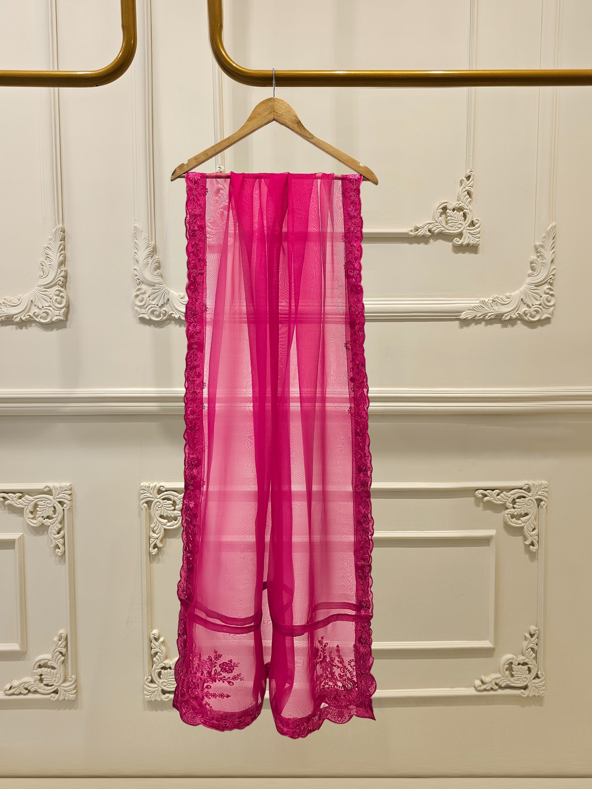 3 Piece - Pure Organza Embroidered Suit S111656 - Image 6