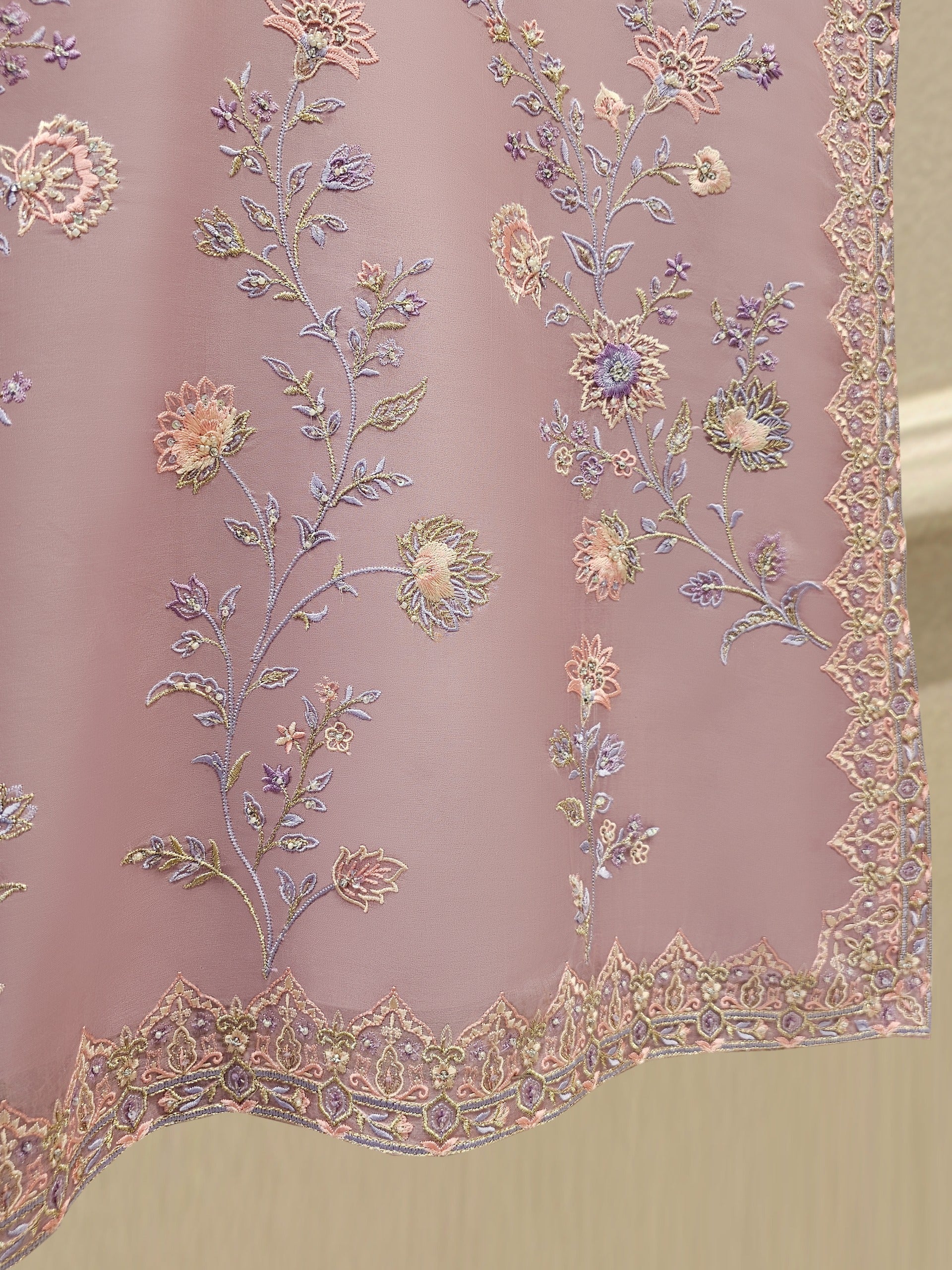 3 Piece - Pure Organza Embroidered Suit S111664 - Image 6