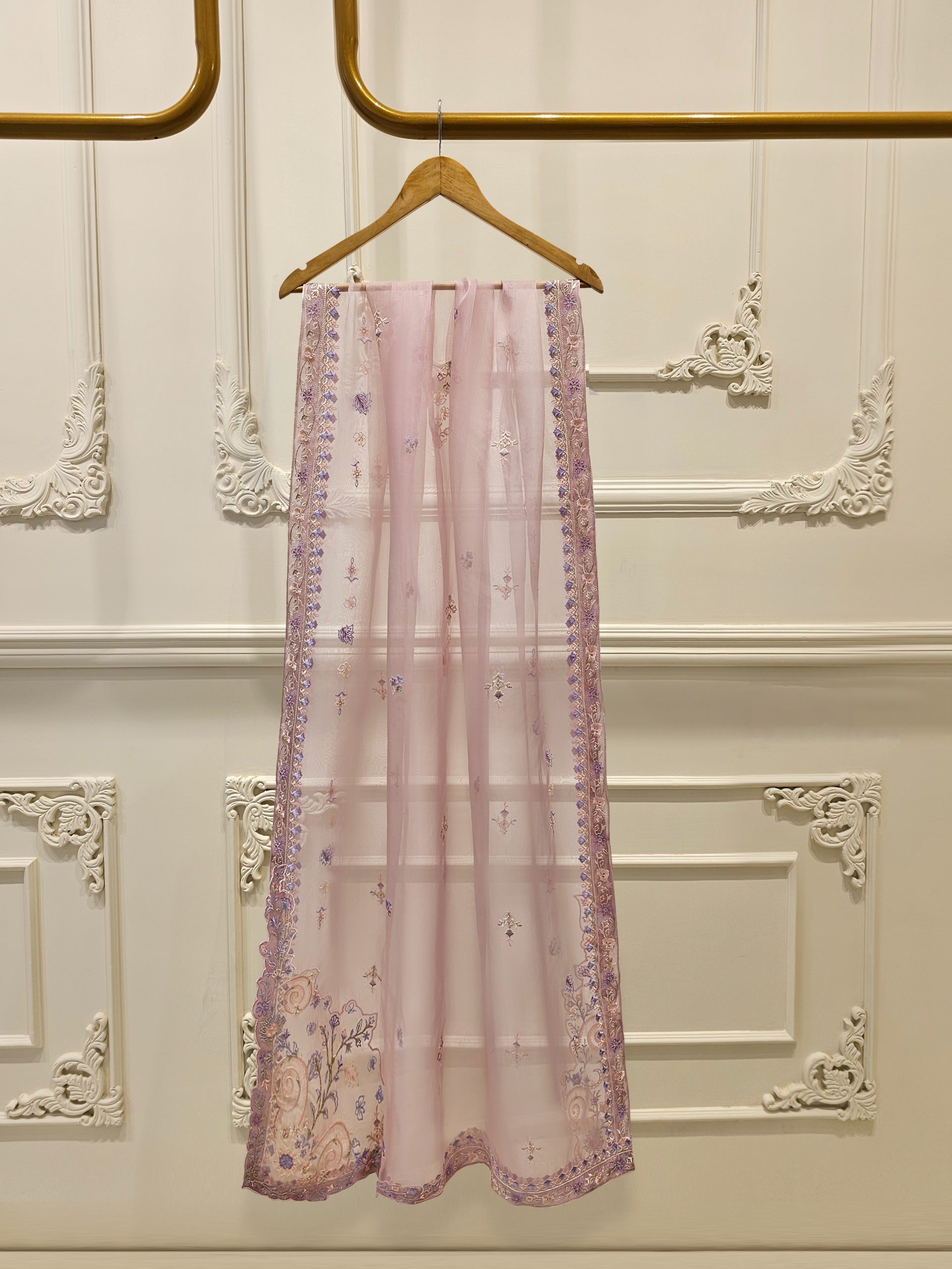 3 Piece - Pure Organza Embroidered Suit S111664 - Image 8
