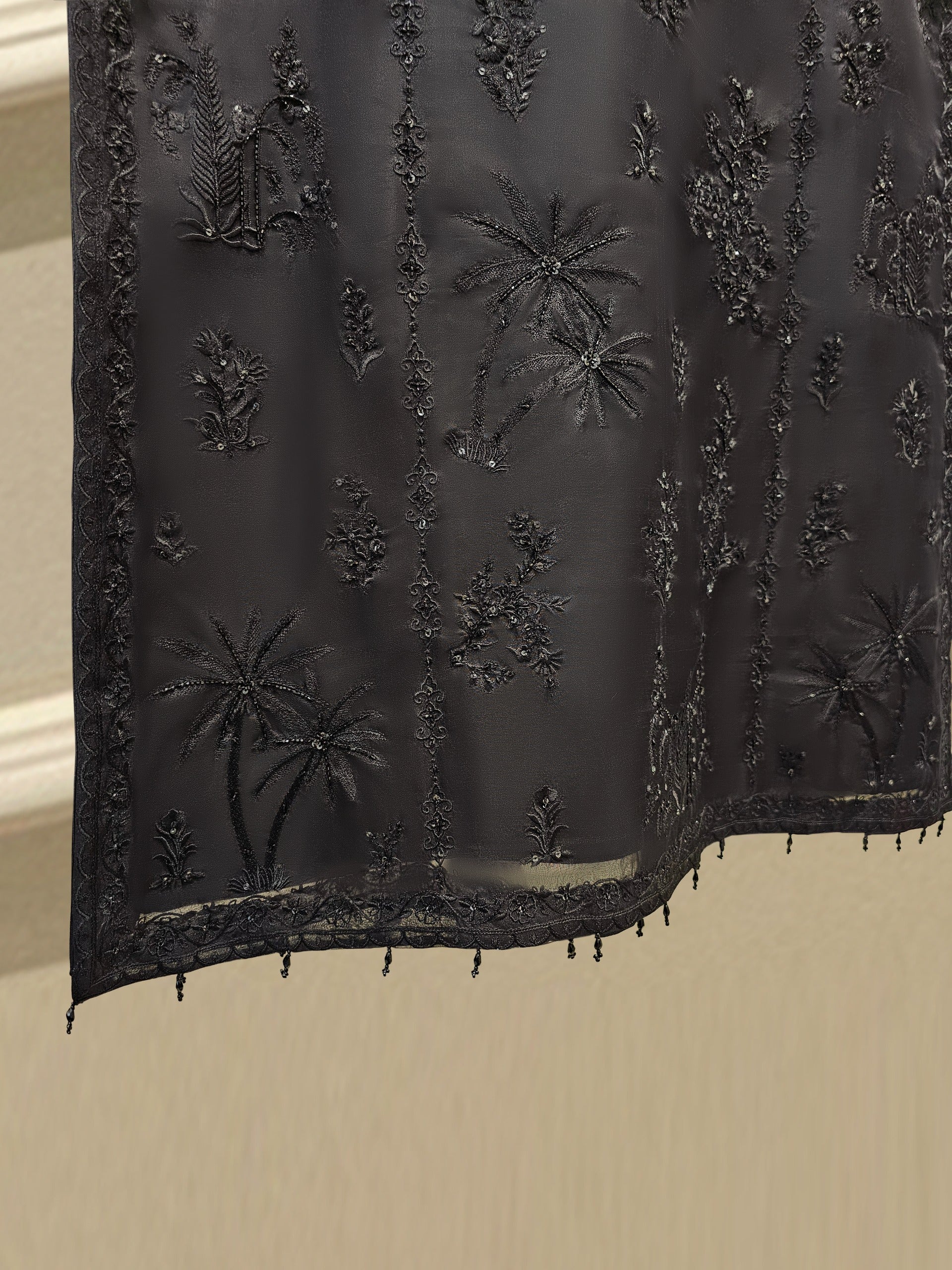 3 Piece - Pure Organza Embroidered Suit S111666 - Image 4