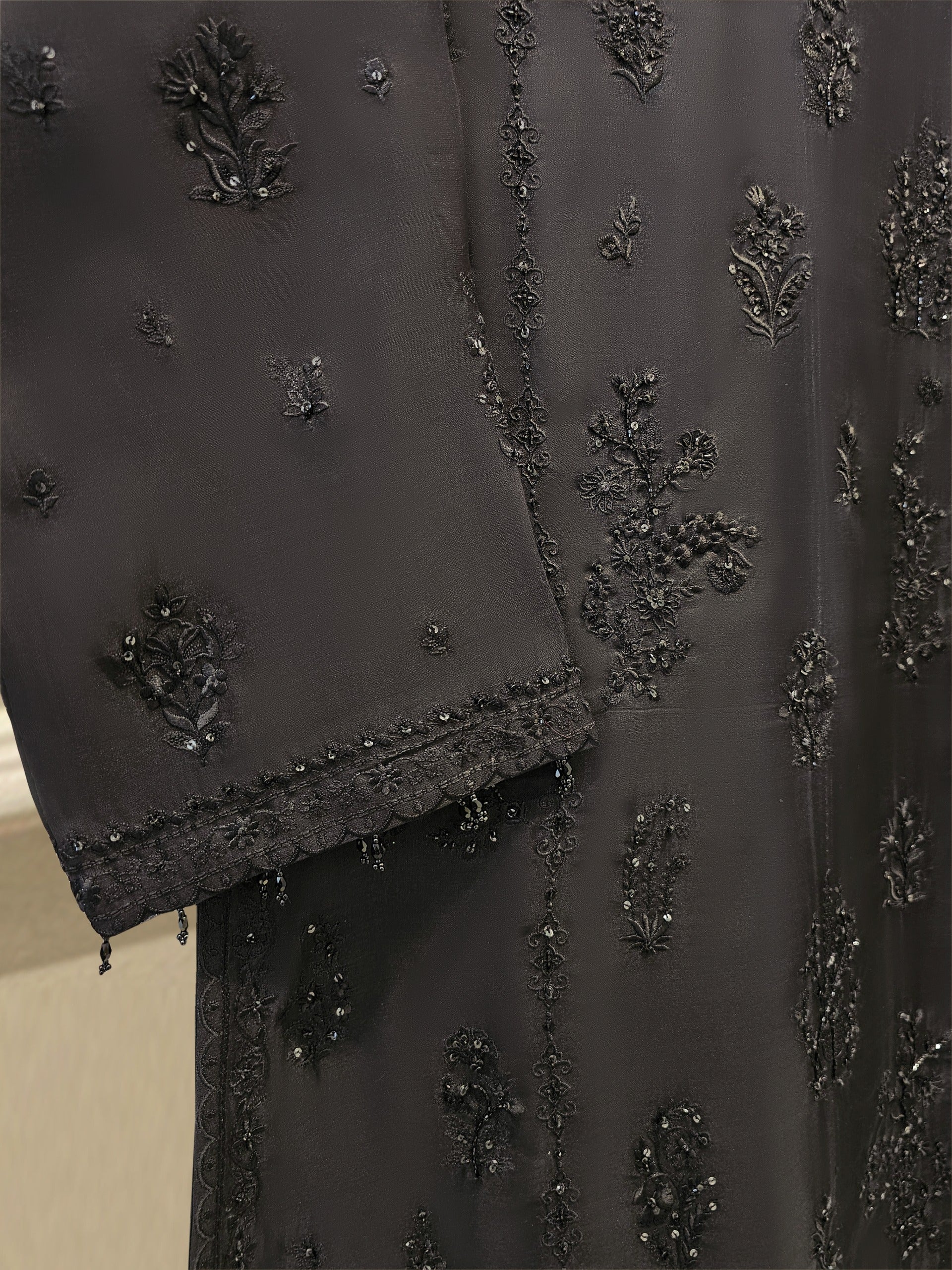 3 Piece - Pure Organza Embroidered Suit S111666 - Image 5