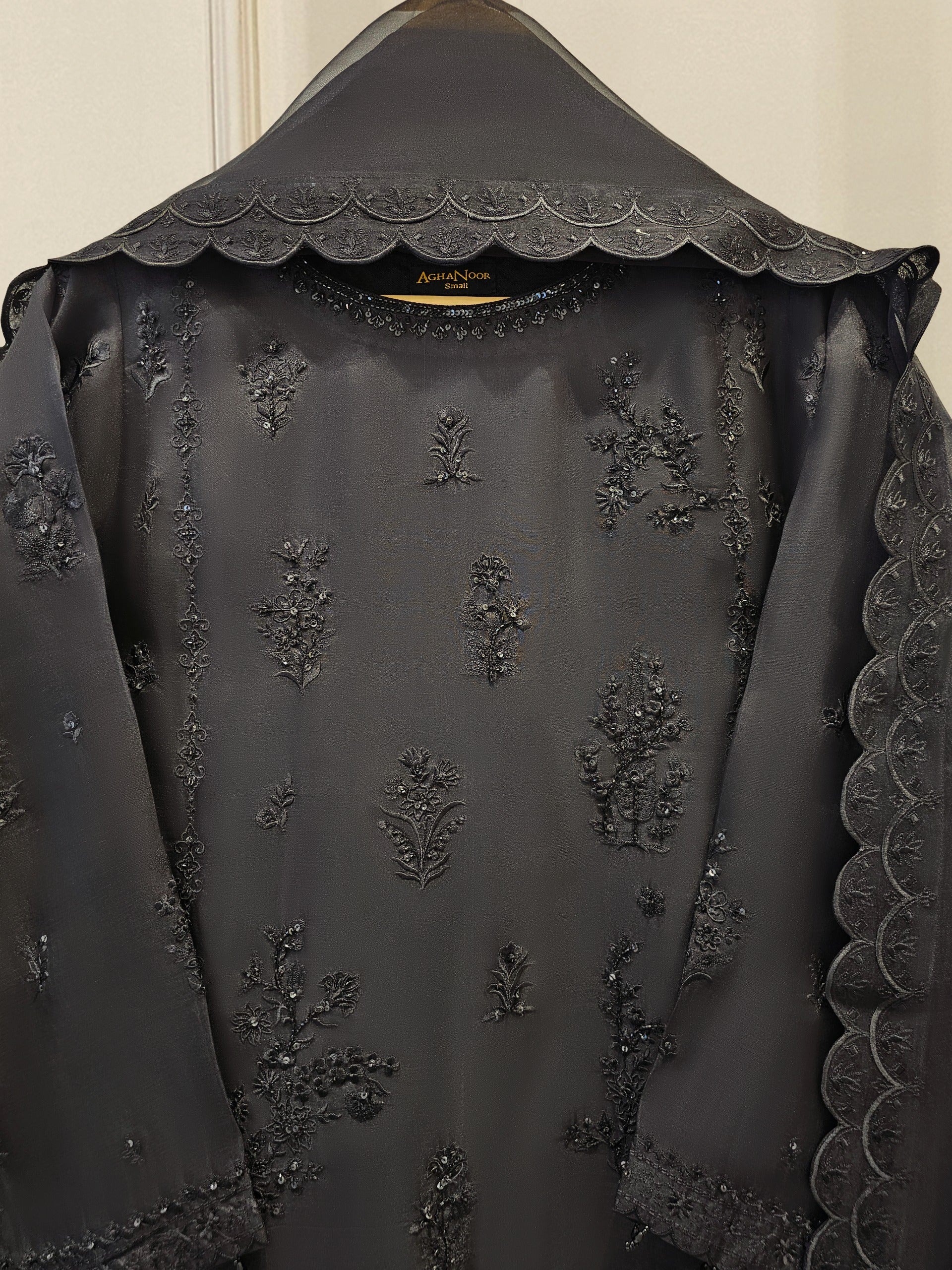3 Piece - Pure Organza Embroidered Suit S111666 - Image 8