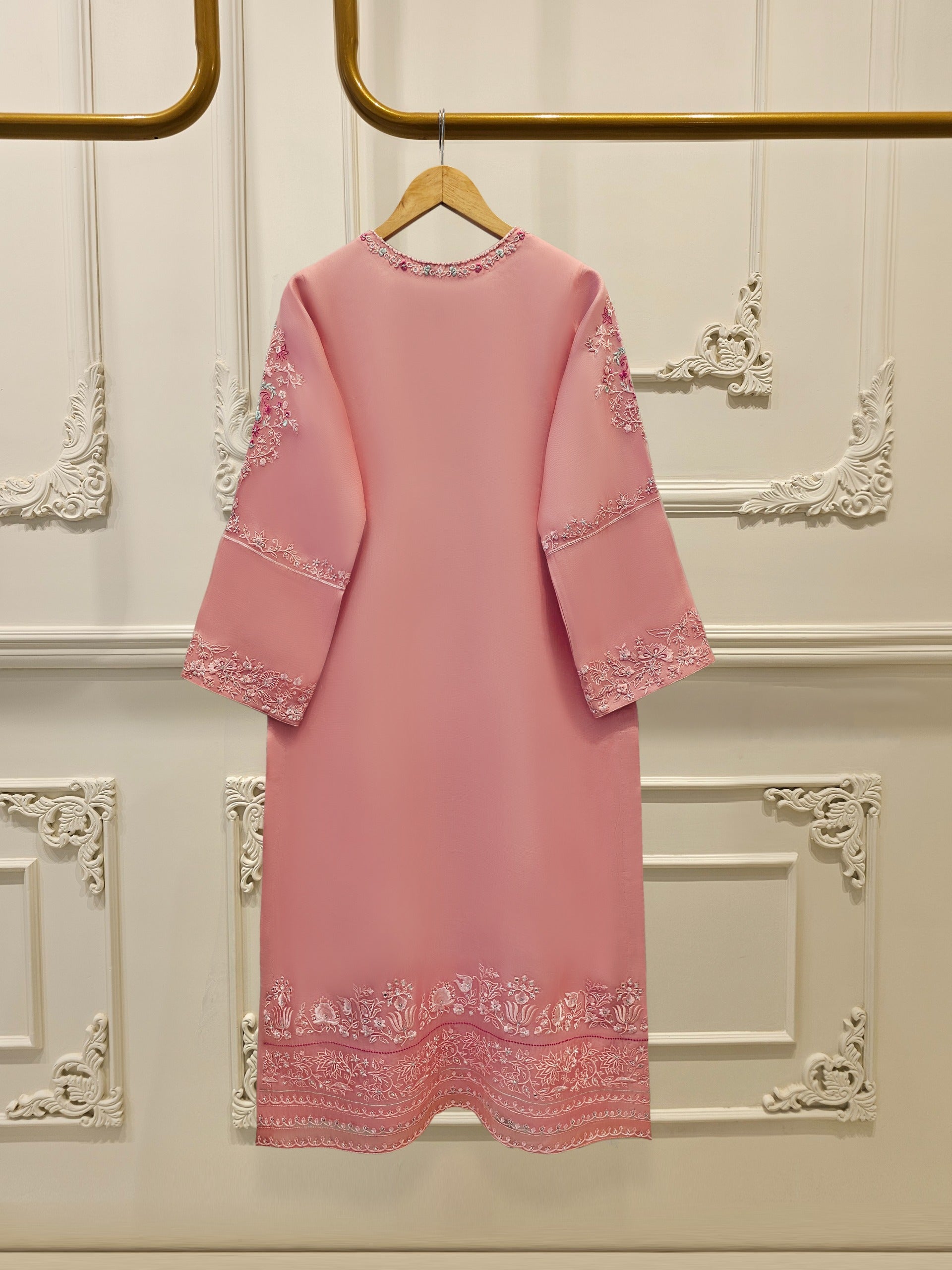 3 Piece - Pure Organza Embroidered Suit S111667 - Image 5