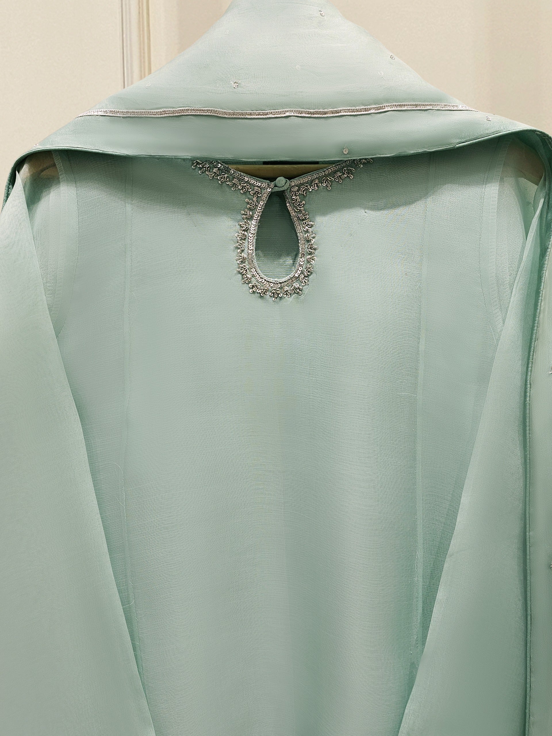 3 Piece - Pure Organza Embroidered Suit S111694 - Image 2