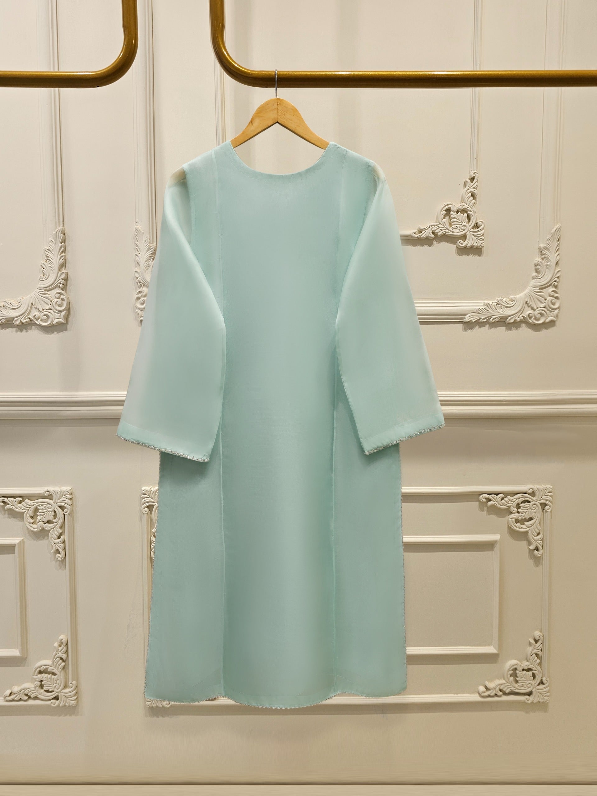 3 Piece - Pure Organza Embroidered Suit S111694 - Image 3
