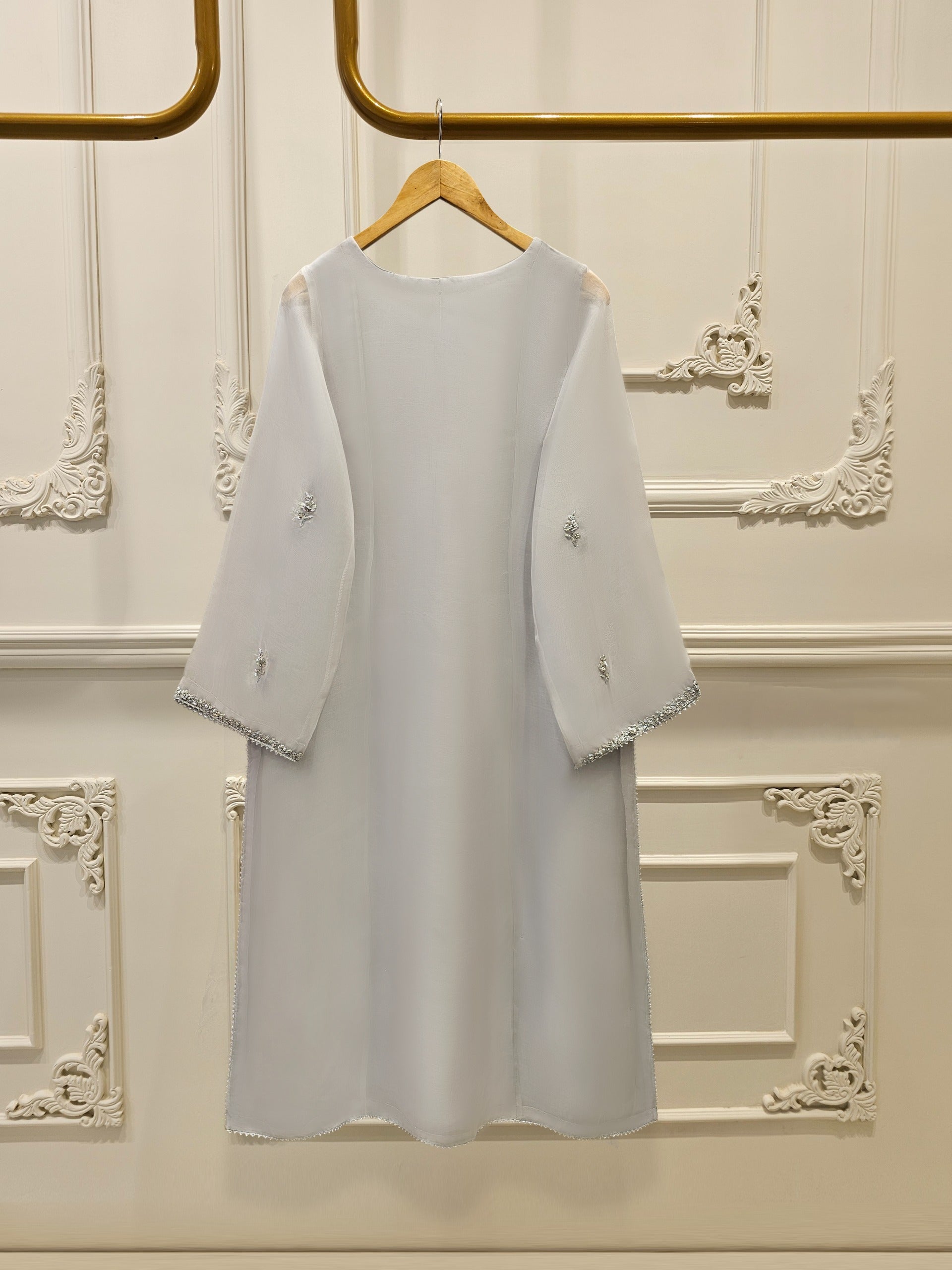 3 Piece - Pure Organza Embroidered Suit S111739 - Image 3