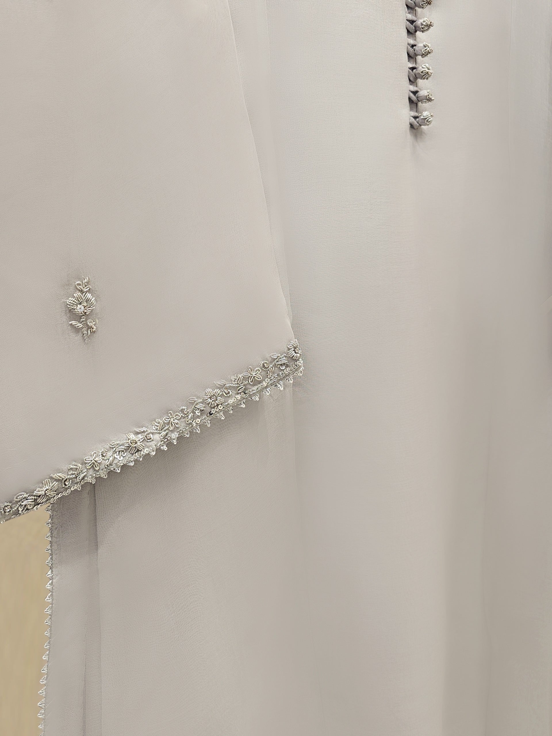 3 Piece - Pure Organza Embroidered Suit S111739 - Image 4