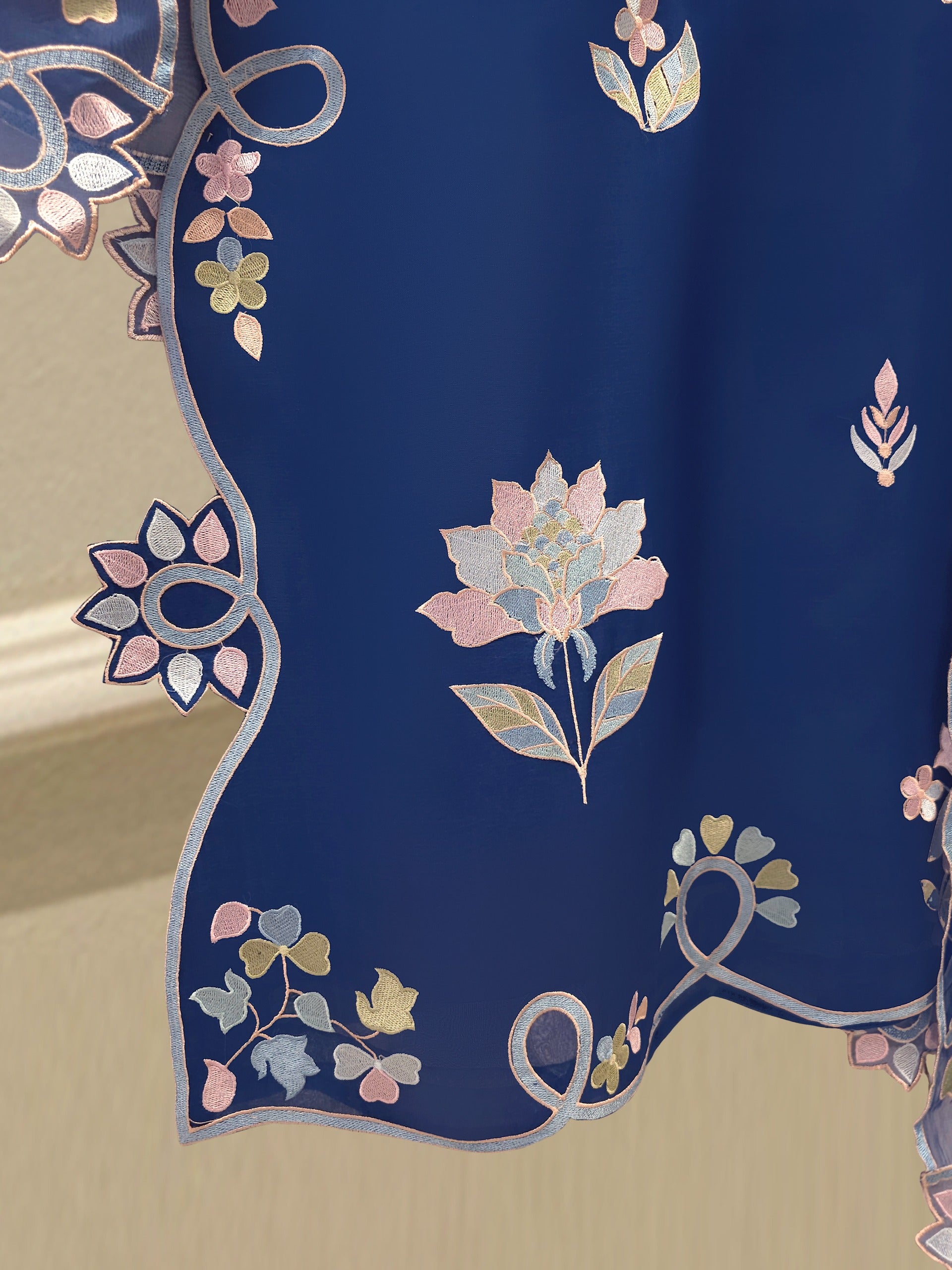 3 Piece - Pure Organza Embroidered Suit S111872 - Image 4