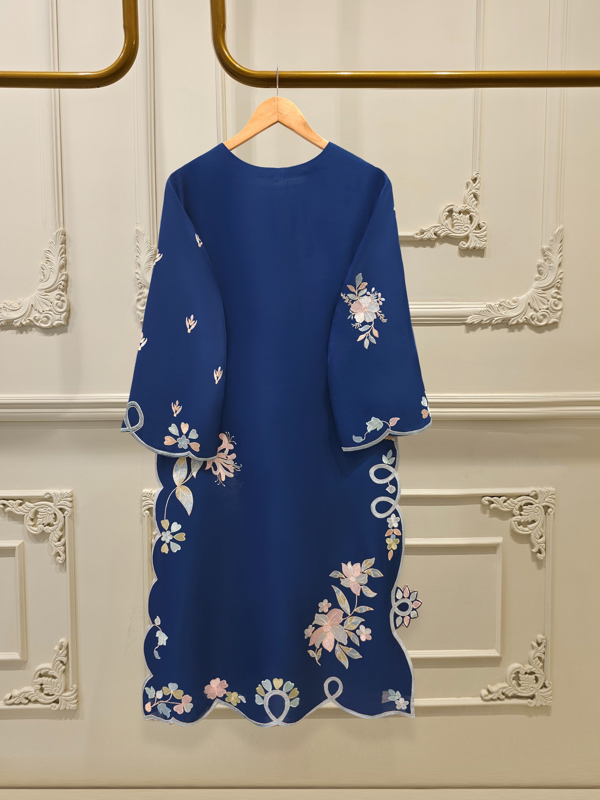3 Piece - Pure Organza Embroidered Suit S111872 - Image 5