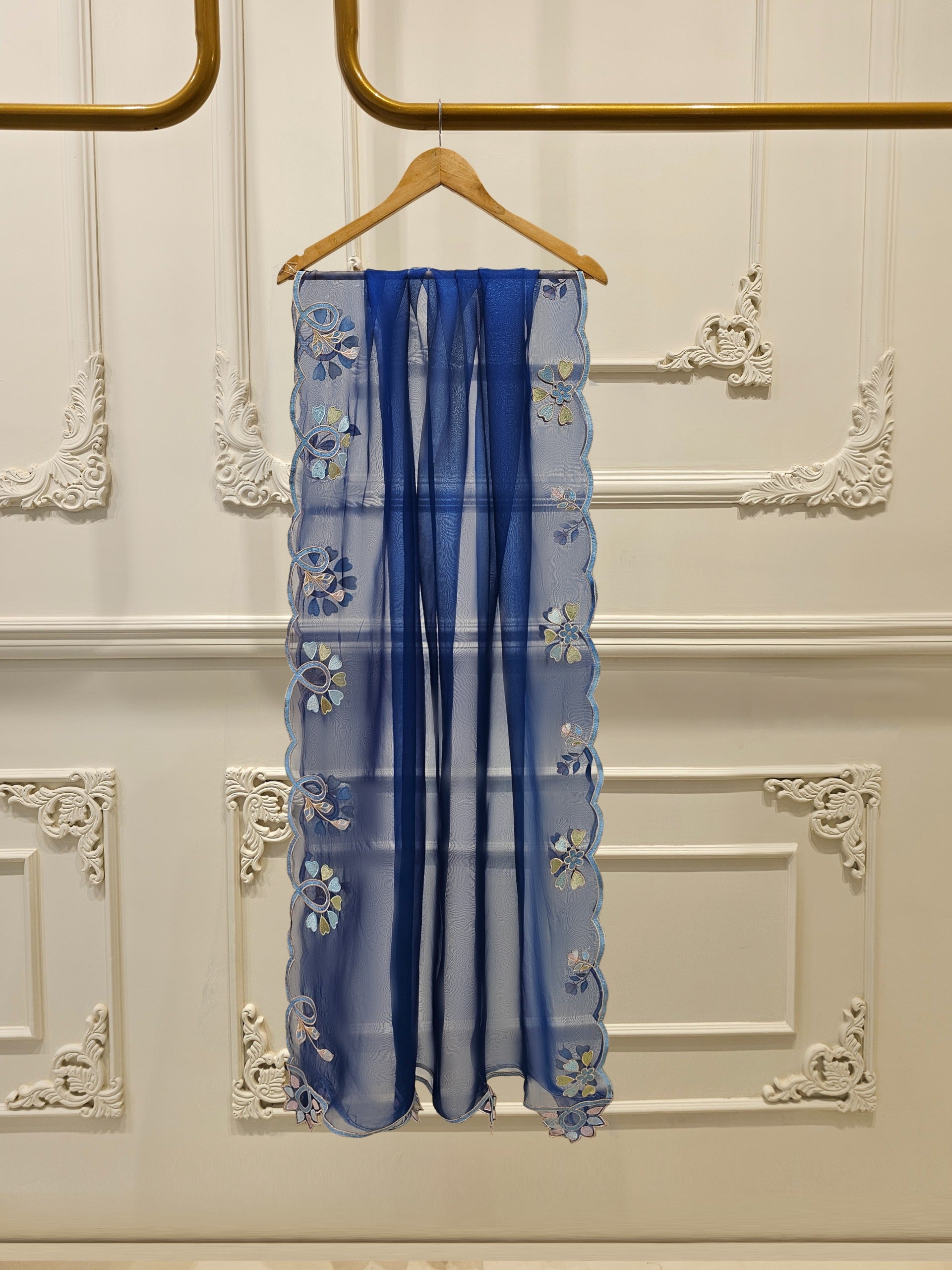 3 Piece - Pure Organza Embroidered Suit S111872 - Image 9