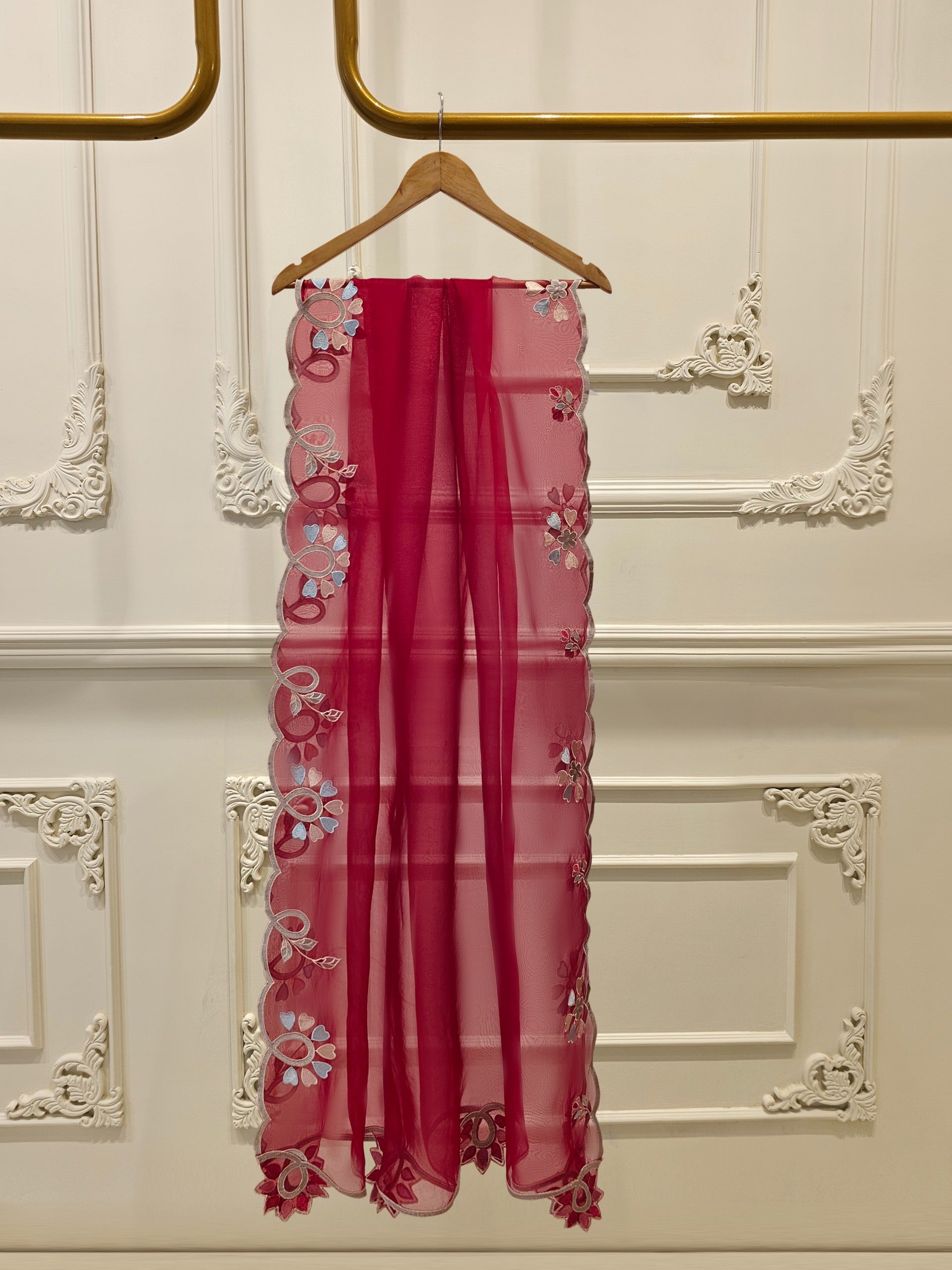 3 Piece - Pure Organza Embroidered Suit S111901 - Image 7