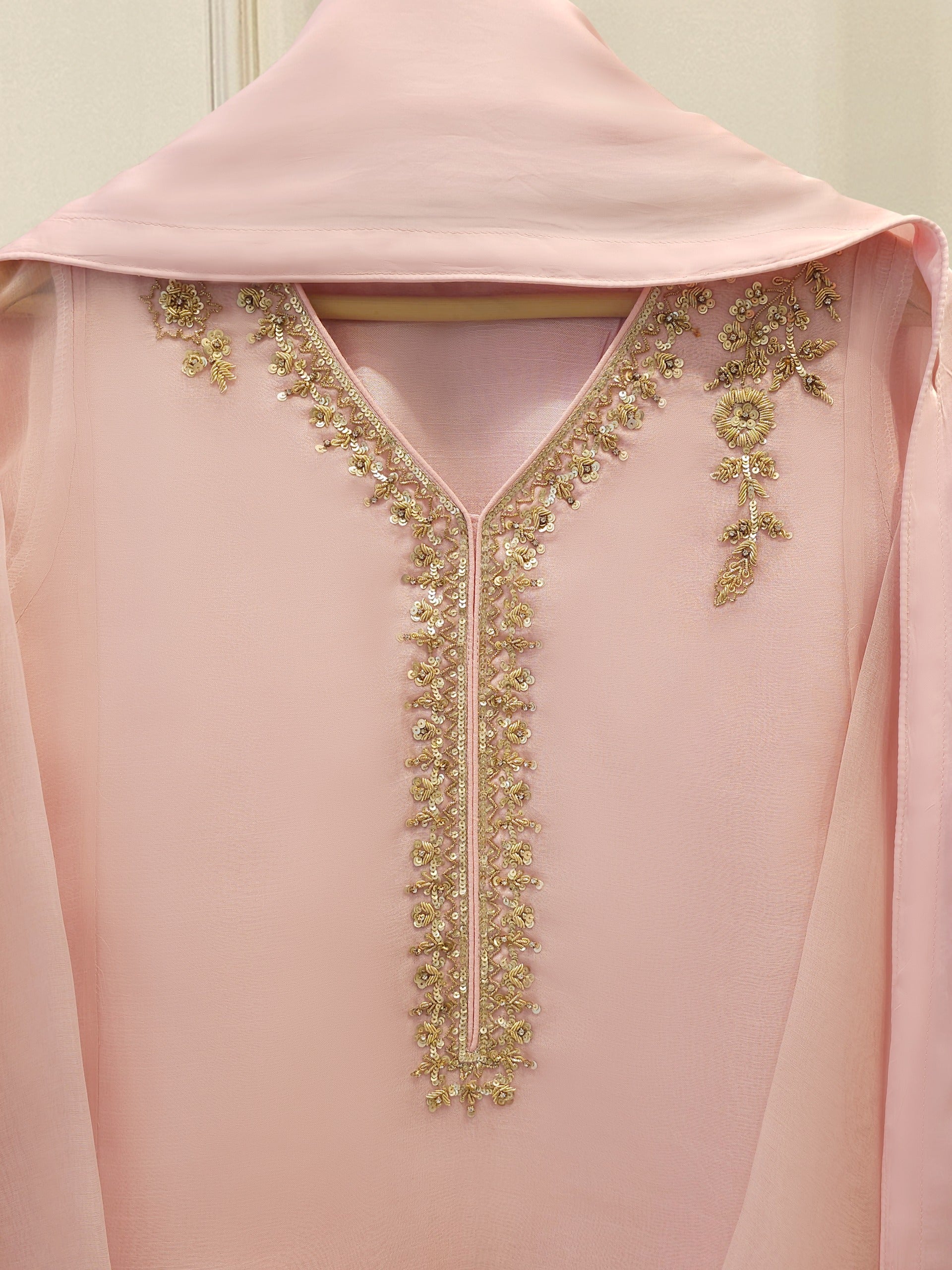 3 Piece - Pure Organza Embroidered Suit S111944 - Image 2