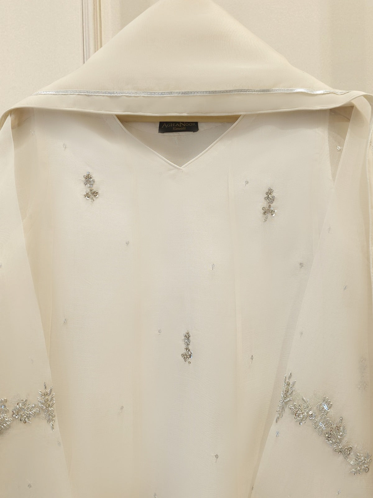 3 Piece - Pure Organza Embroidered Suit S111948 - Image 2
