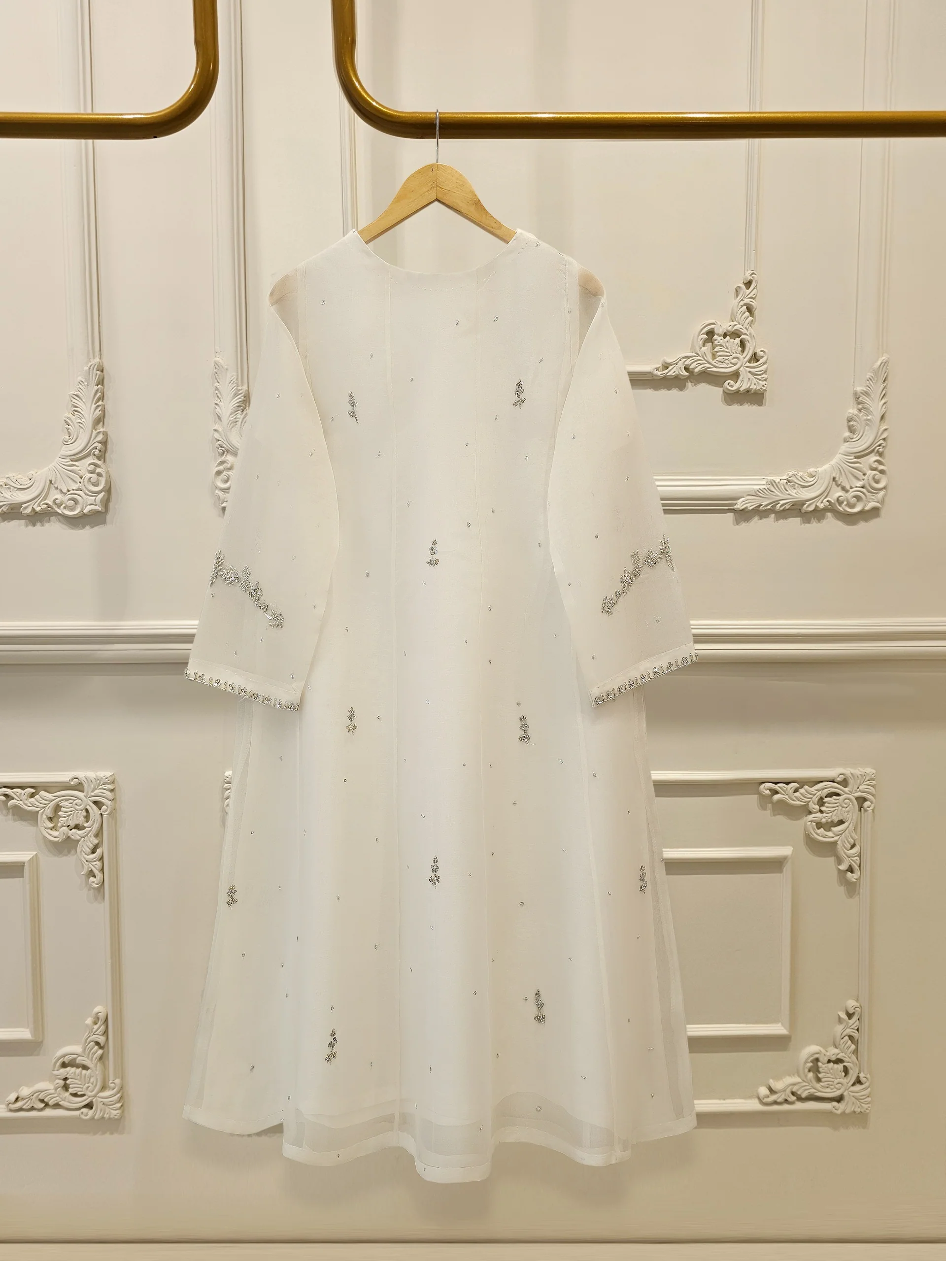 3 Piece - Pure Organza Embroidered Suit S111948 - Image 4