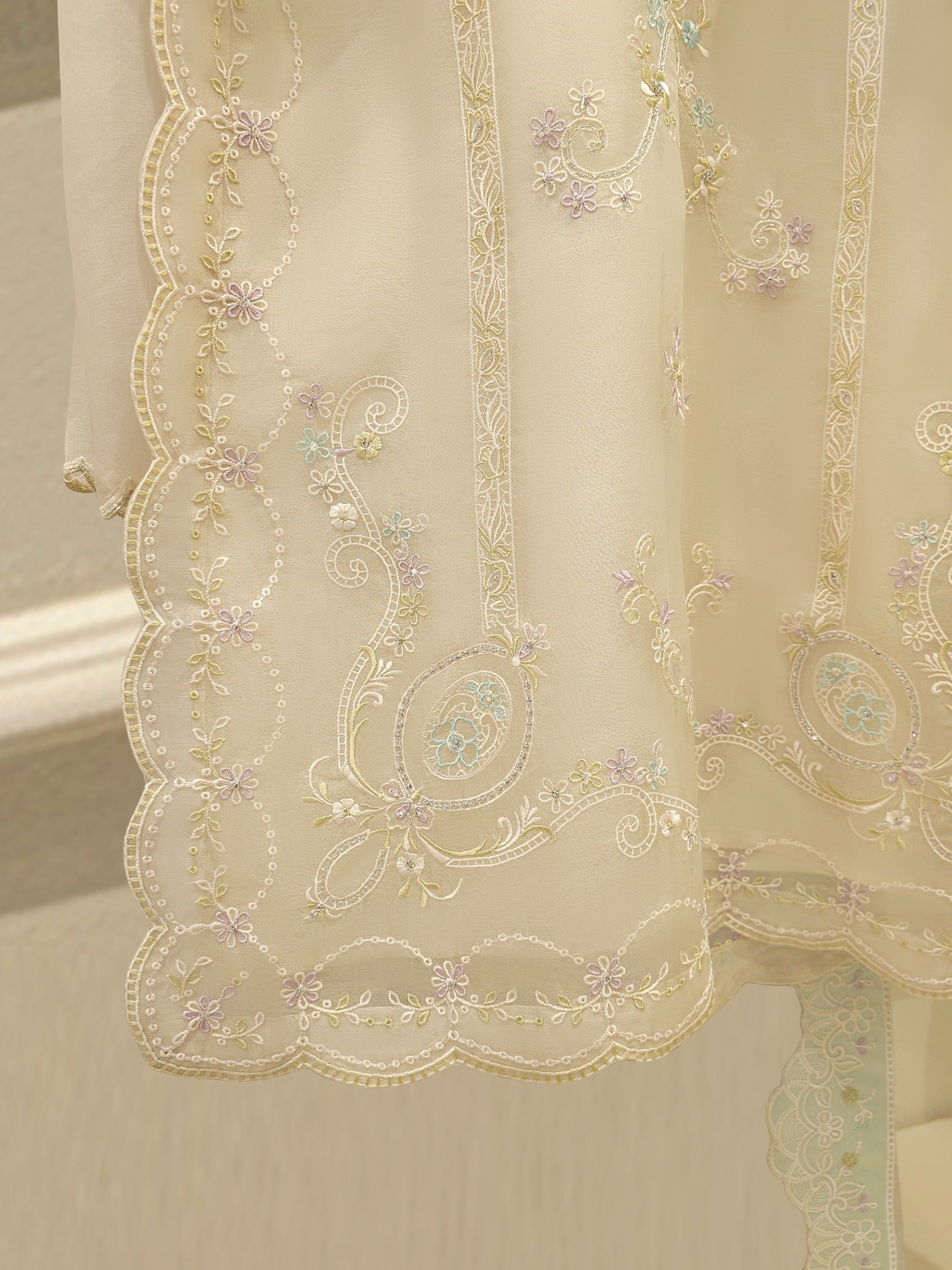 3 Piece - Pure Organza Embroidered Suit S111963 - Image 4