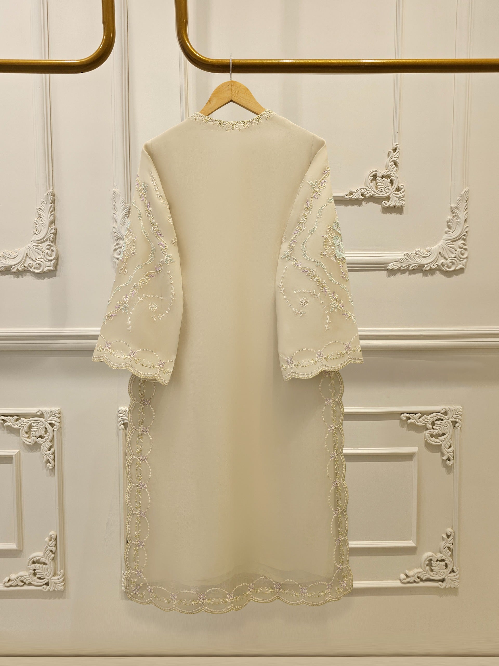 3 Piece - Pure Organza Embroidered Suit S111963 - Image 5