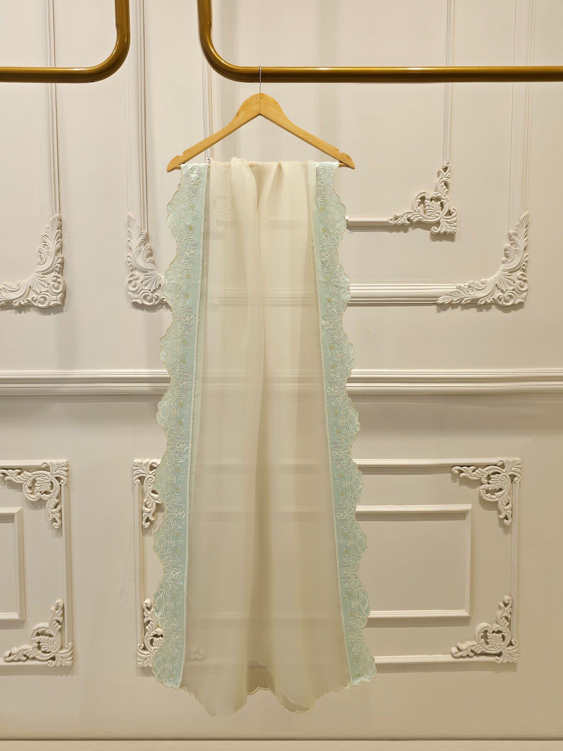 3 Piece - Pure Organza Embroidered Suit S111963 - Image 7