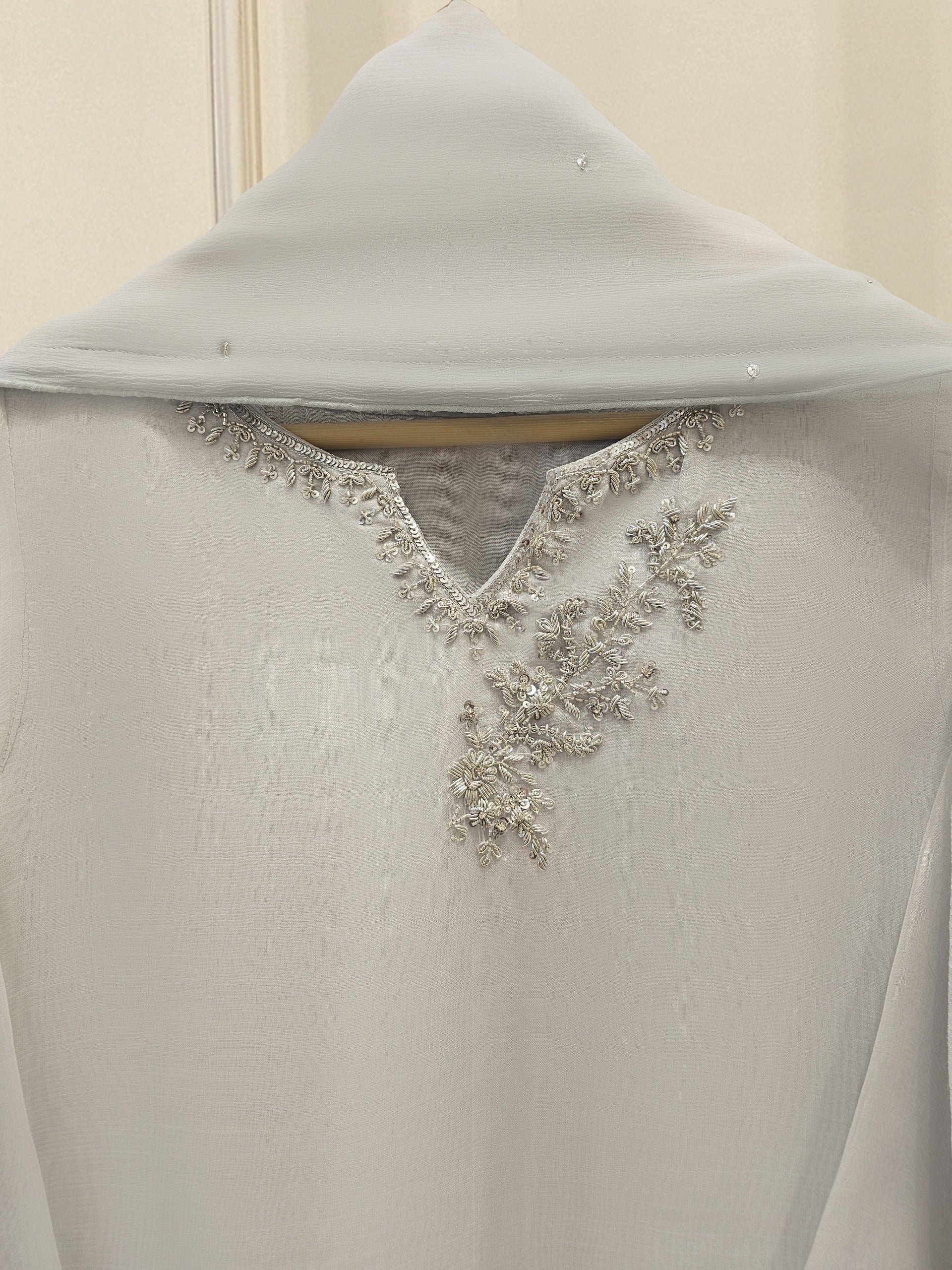 3 Piece - Pure Organza Embroidered Suit S111965 - Image 2