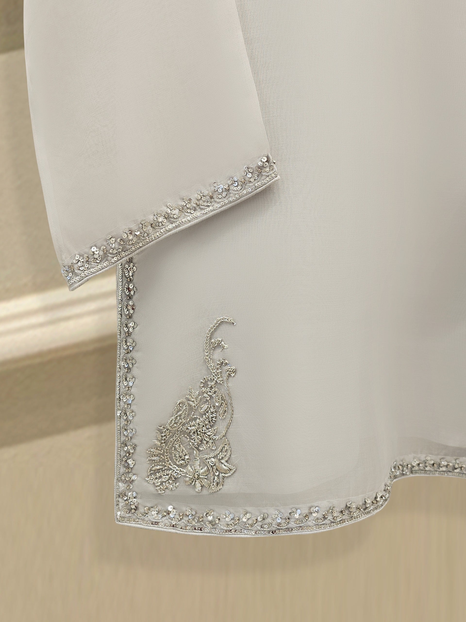 3 Piece - Pure Organza Embroidered Suit S111965 - Image 5