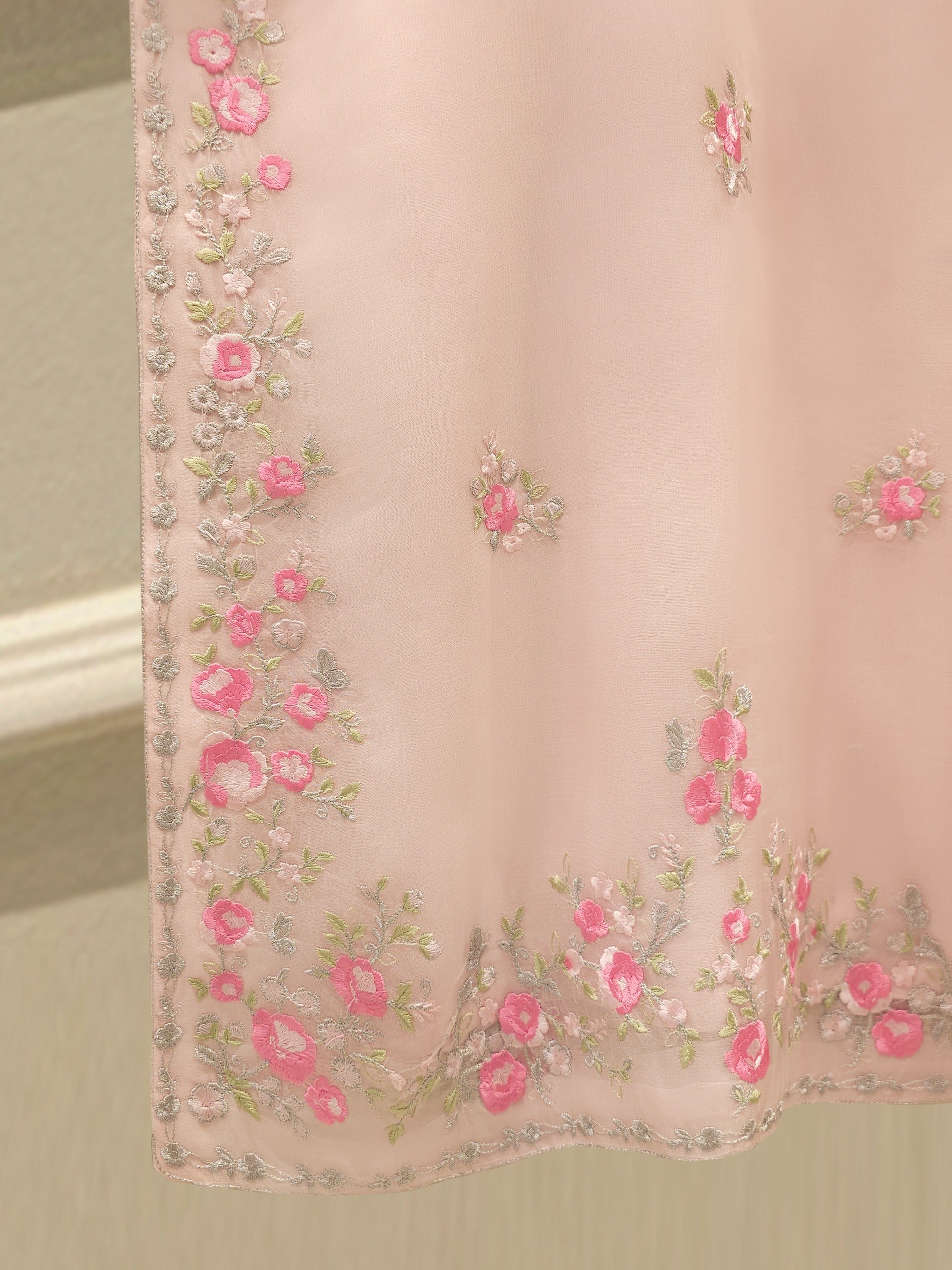 3 Piece - Pure Organza Embroidered Suit S112430 - Image 4