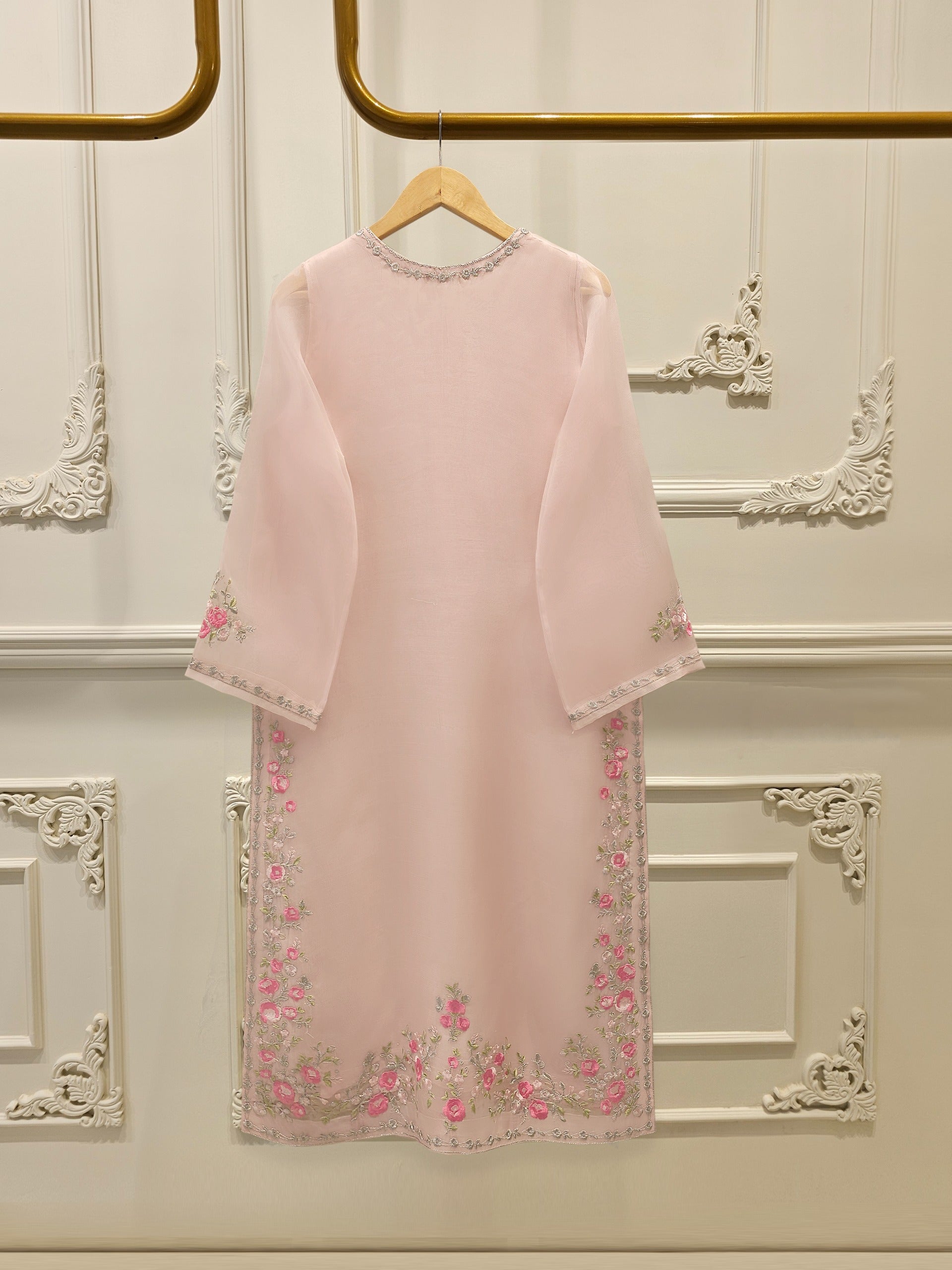 3 Piece - Pure Organza Embroidered Suit S112430 - Image 5