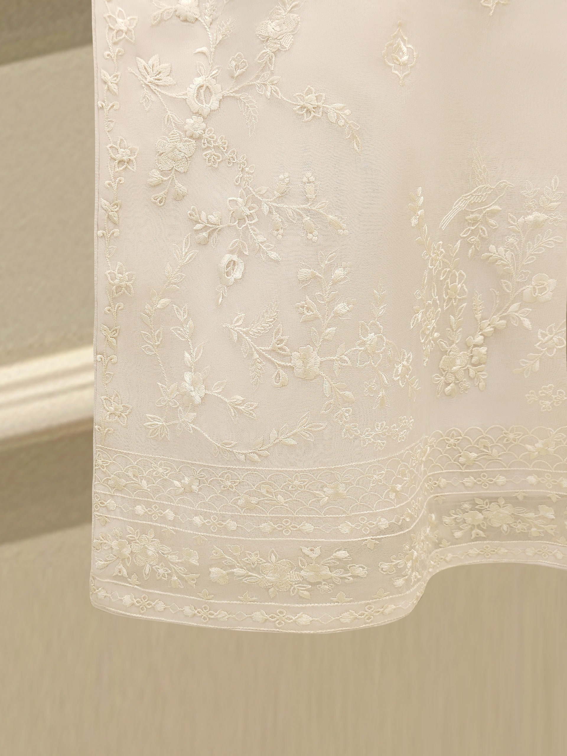 3 Piece - Pure Organza Embroidered Suit S112339 - Image 4