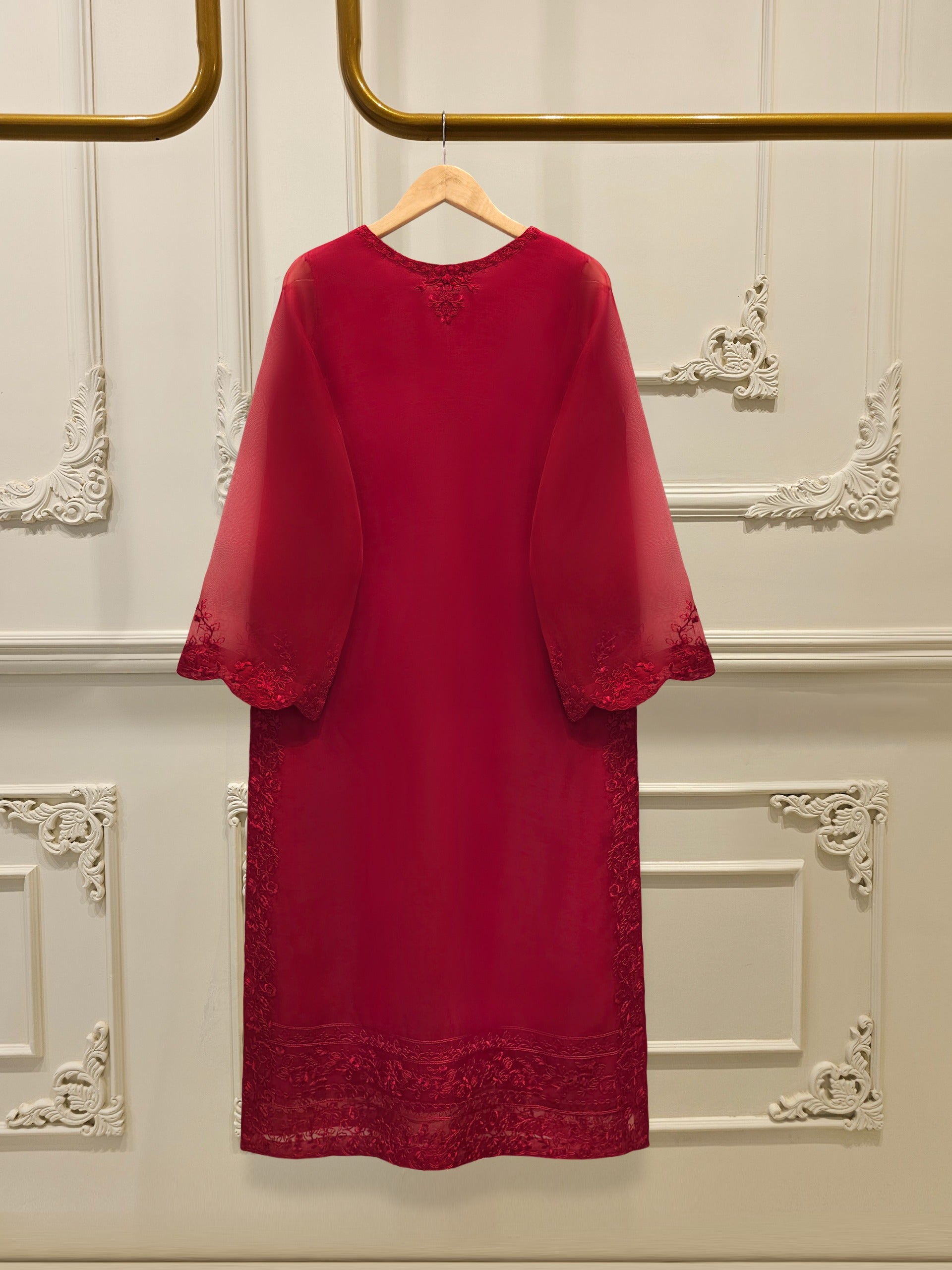 3 Piece - Pure Organza Embroidered Suit S112371 - Image 5