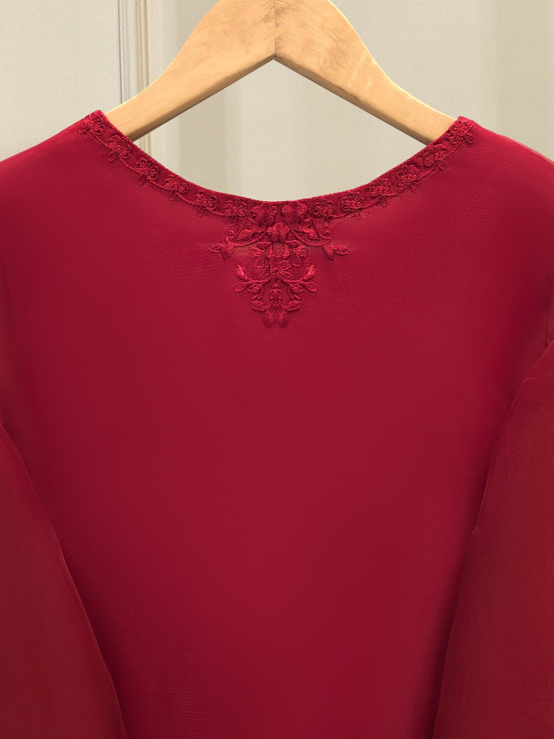 3 Piece - Pure Organza Embroidered Suit S112371 - Image 6