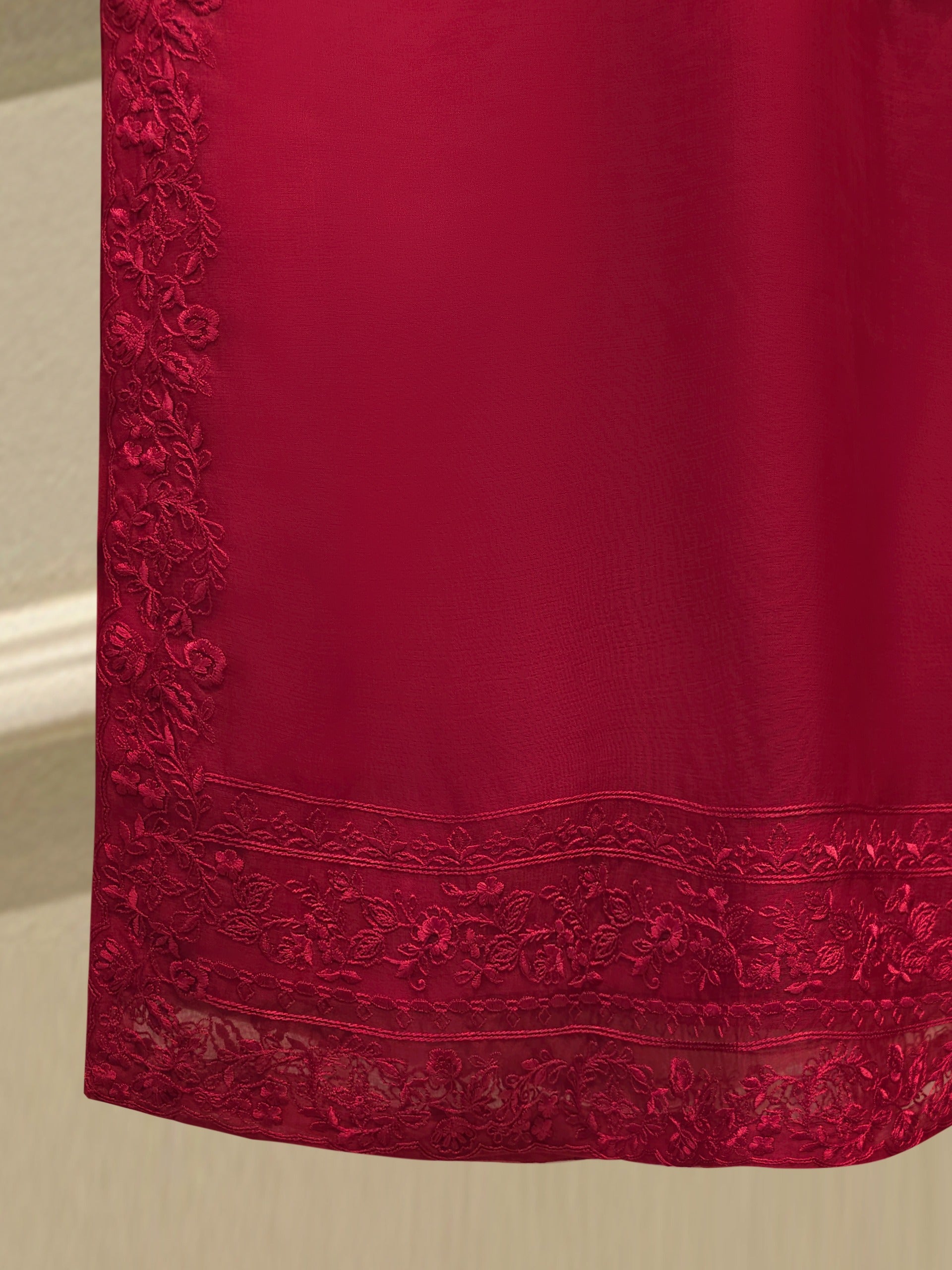 3 Piece - Pure Organza Embroidered Suit S112371 - Image 7