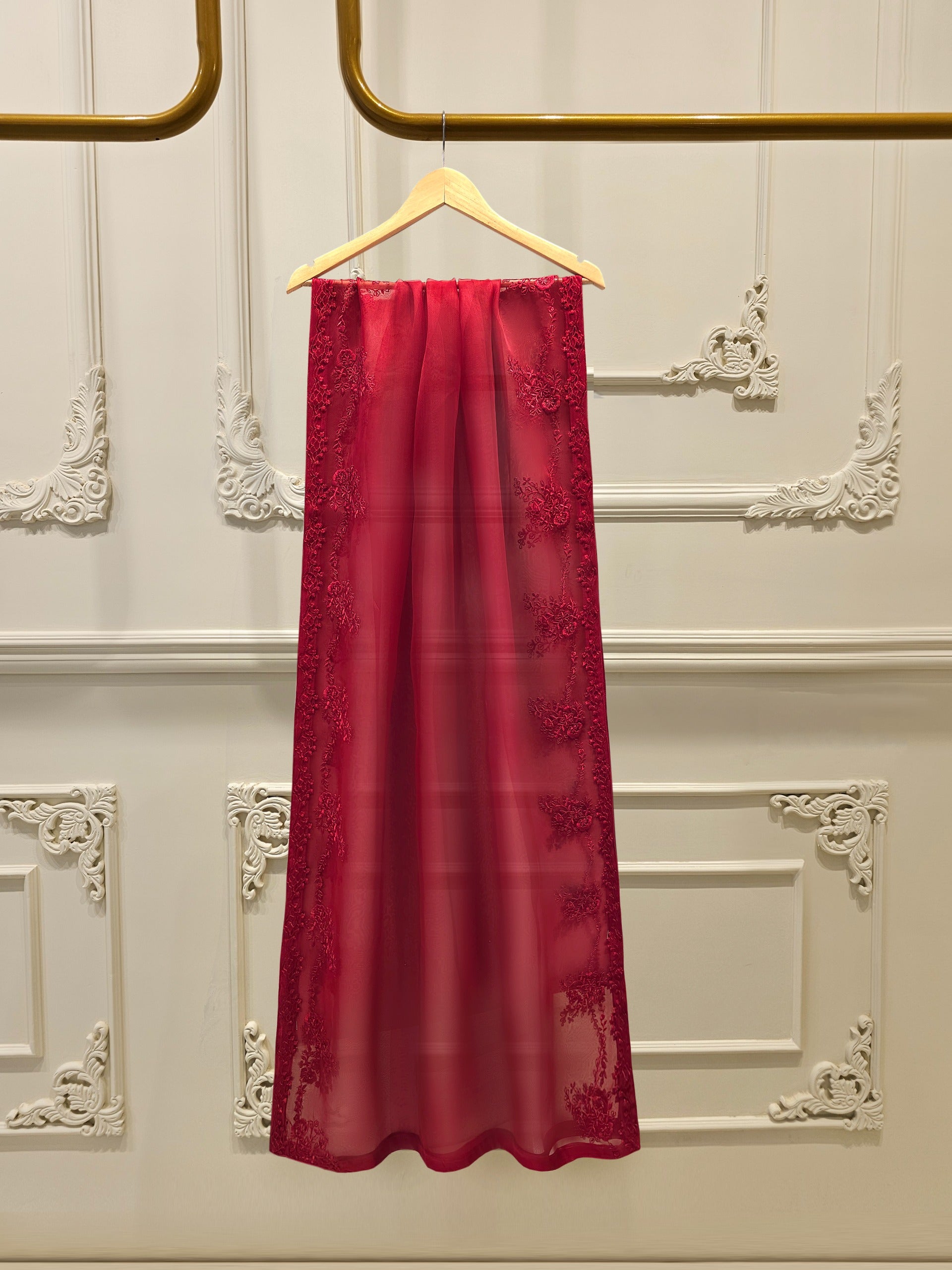 3 Piece - Pure Organza Embroidered Suit S112371 - Image 8