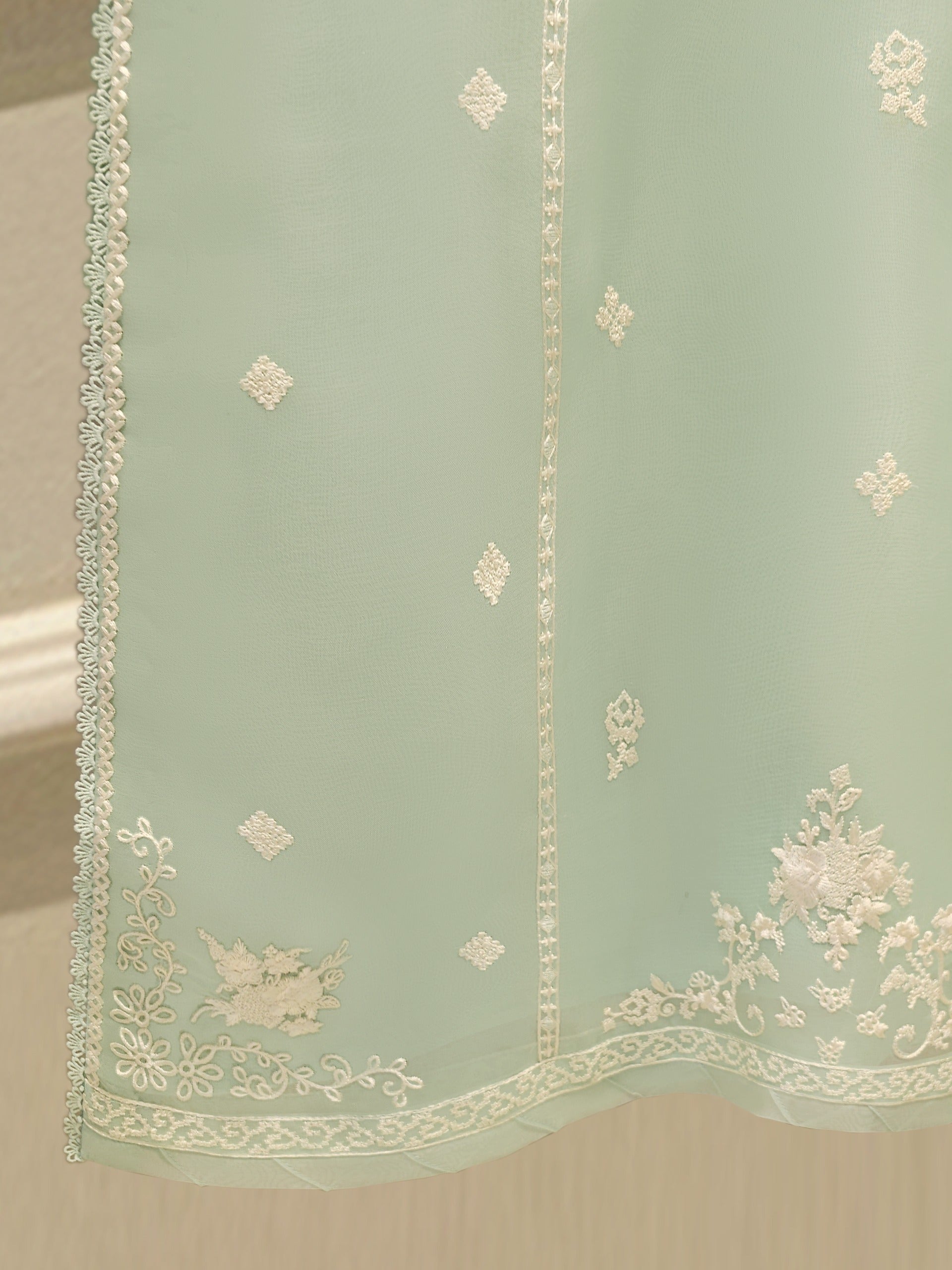 3 Piece - Pure Organza Embroidered Suit S112375 - Image 4