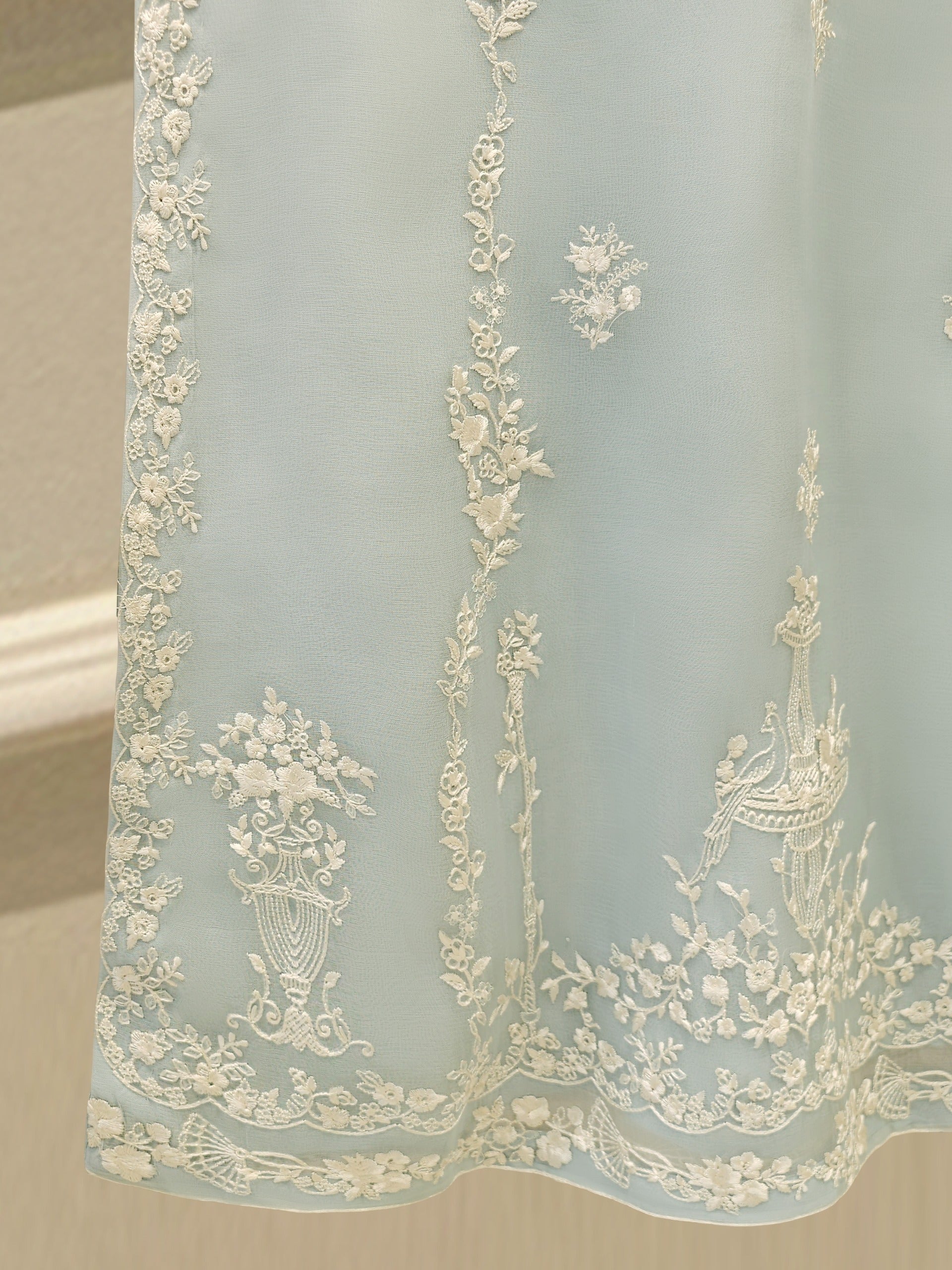 3 Piece - Pure Organza Embroidered Suit S112447 - Image 4