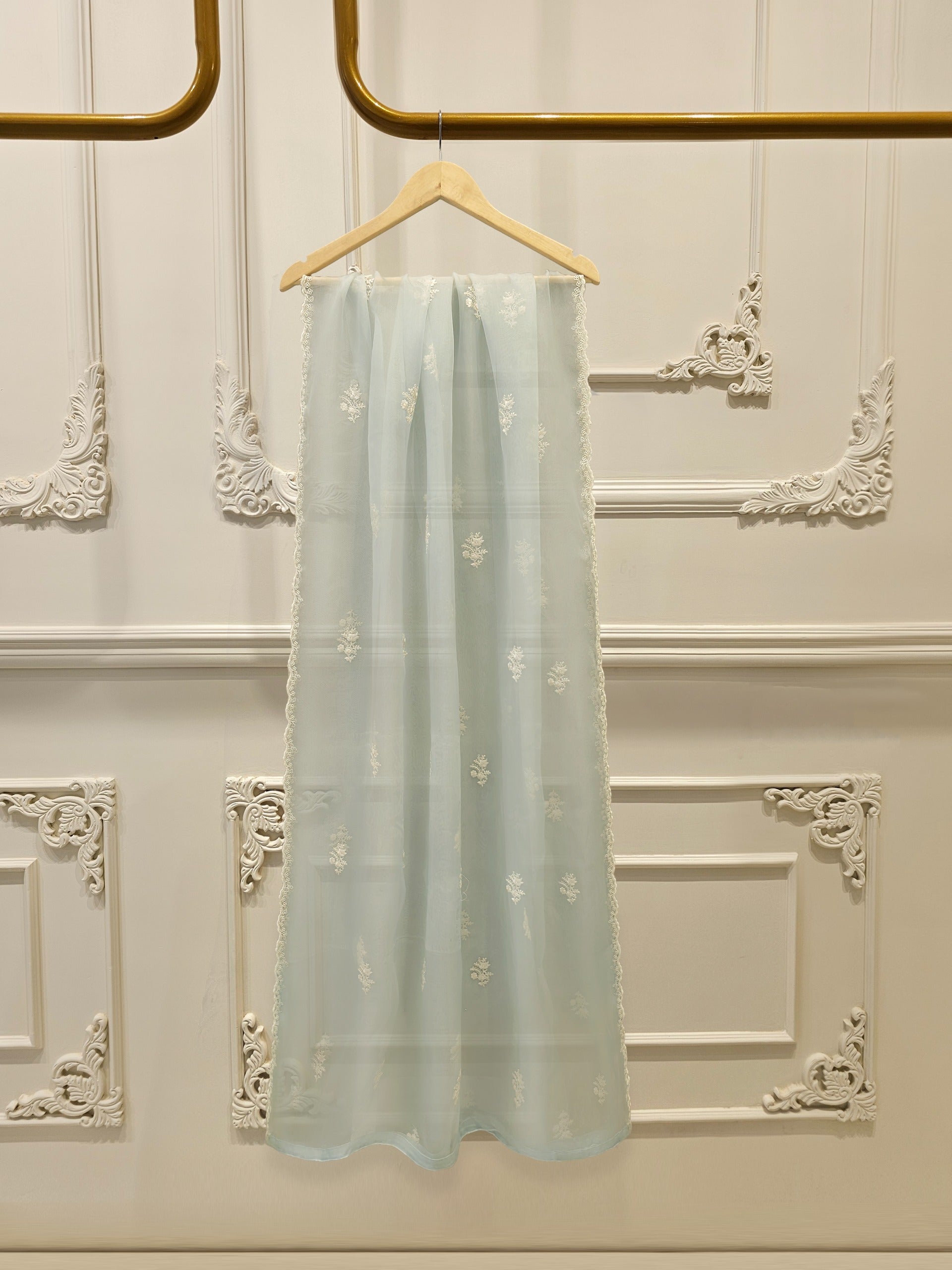 3 Piece - Pure Organza Embroidered Suit S112447 - Image 6