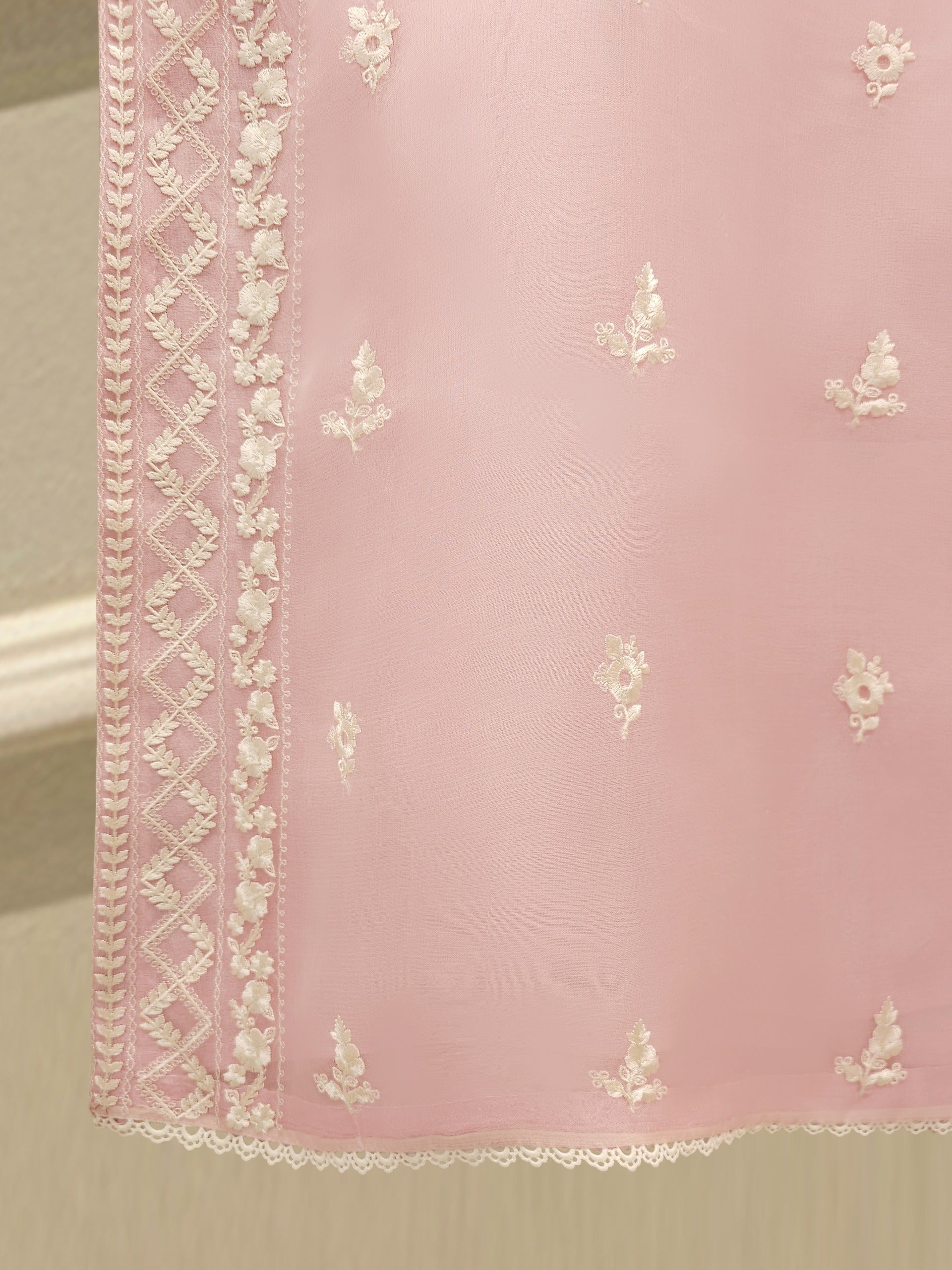 3 Piece - Pure Organza Embroidered Suit S112449 - Image 4