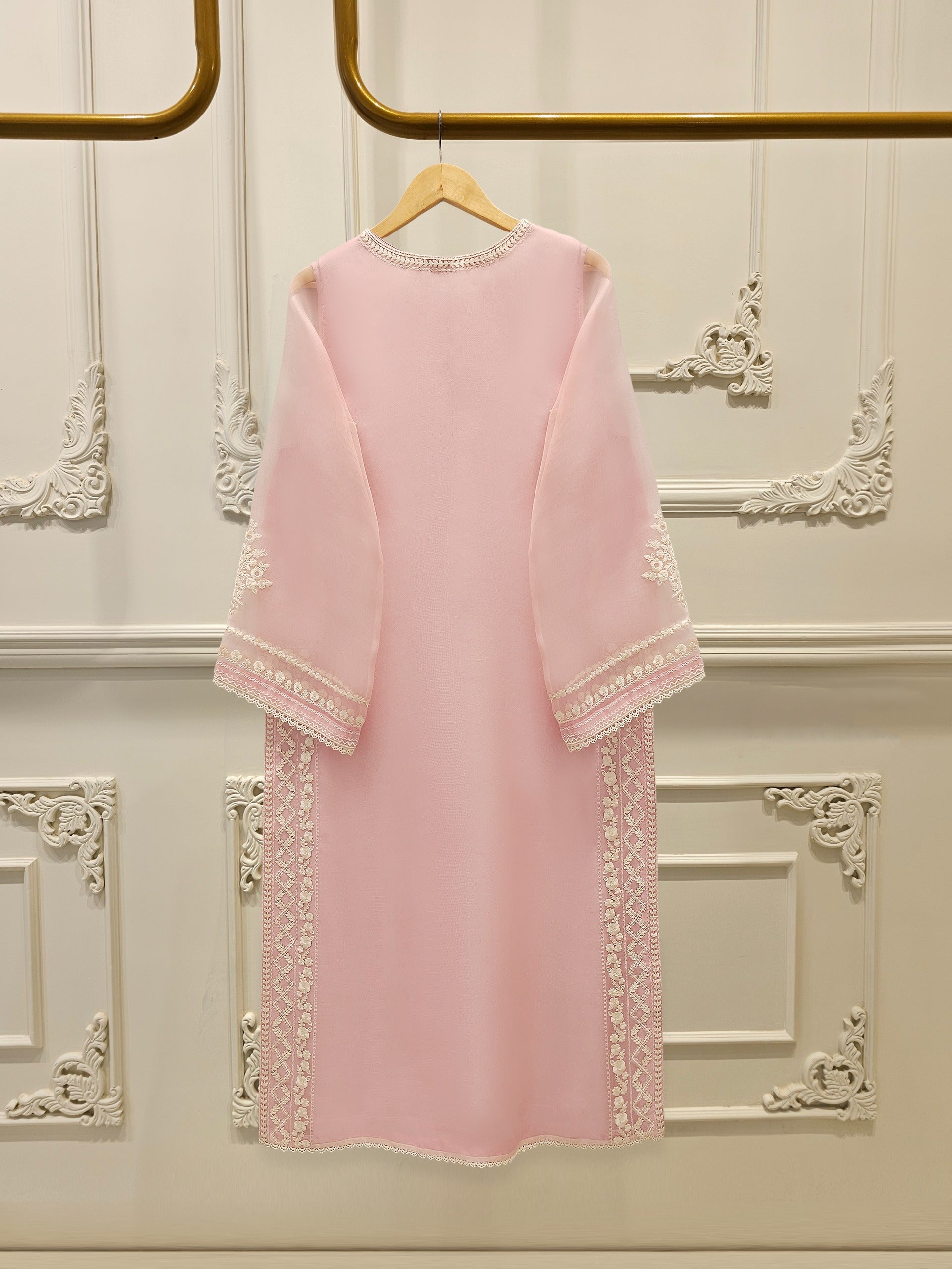 3 Piece - Pure Organza Embroidered Suit S112449 - Image 5