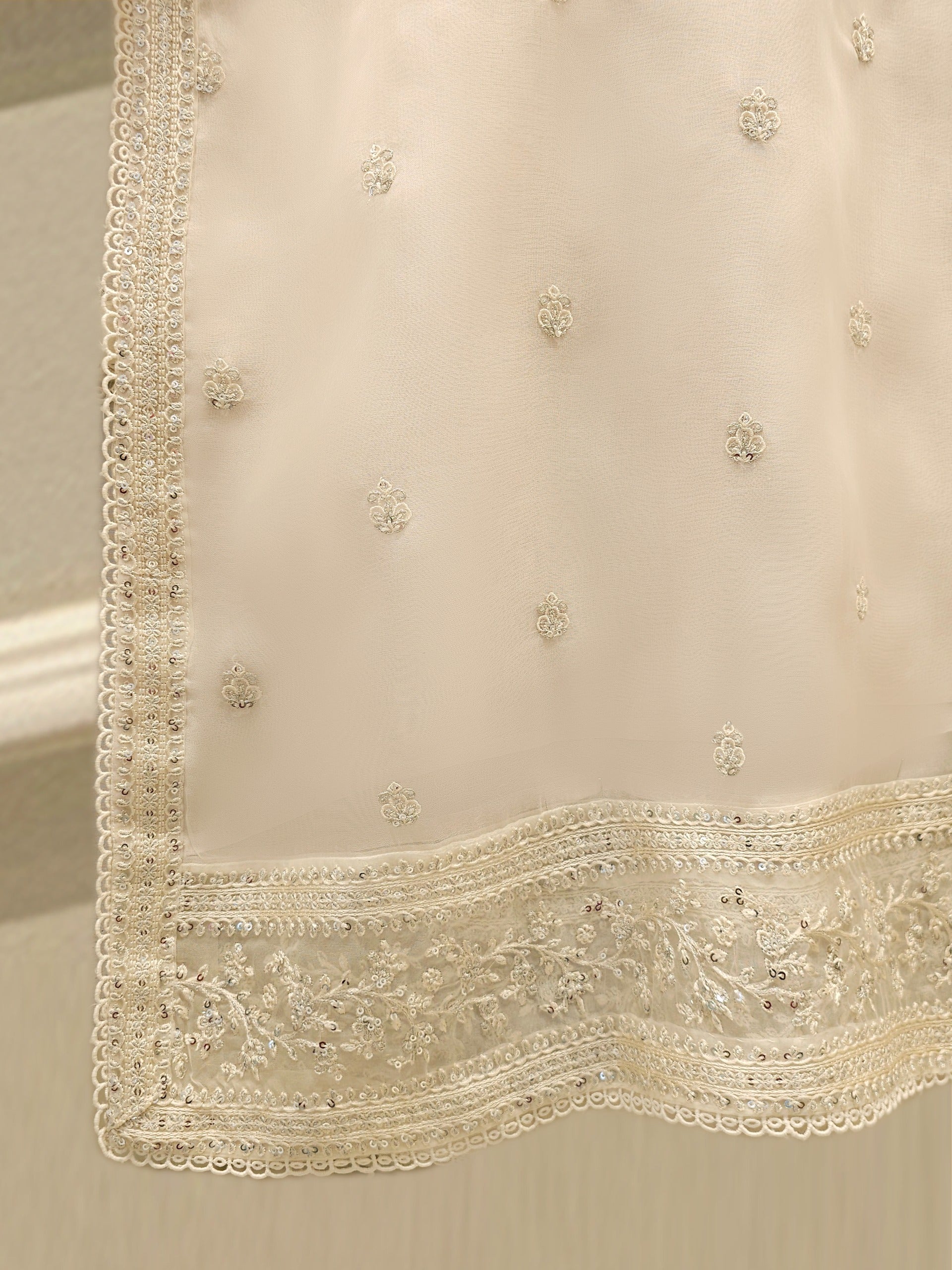 3 Piece - Pure Organza Embroidered Suit S112454 - Image 4