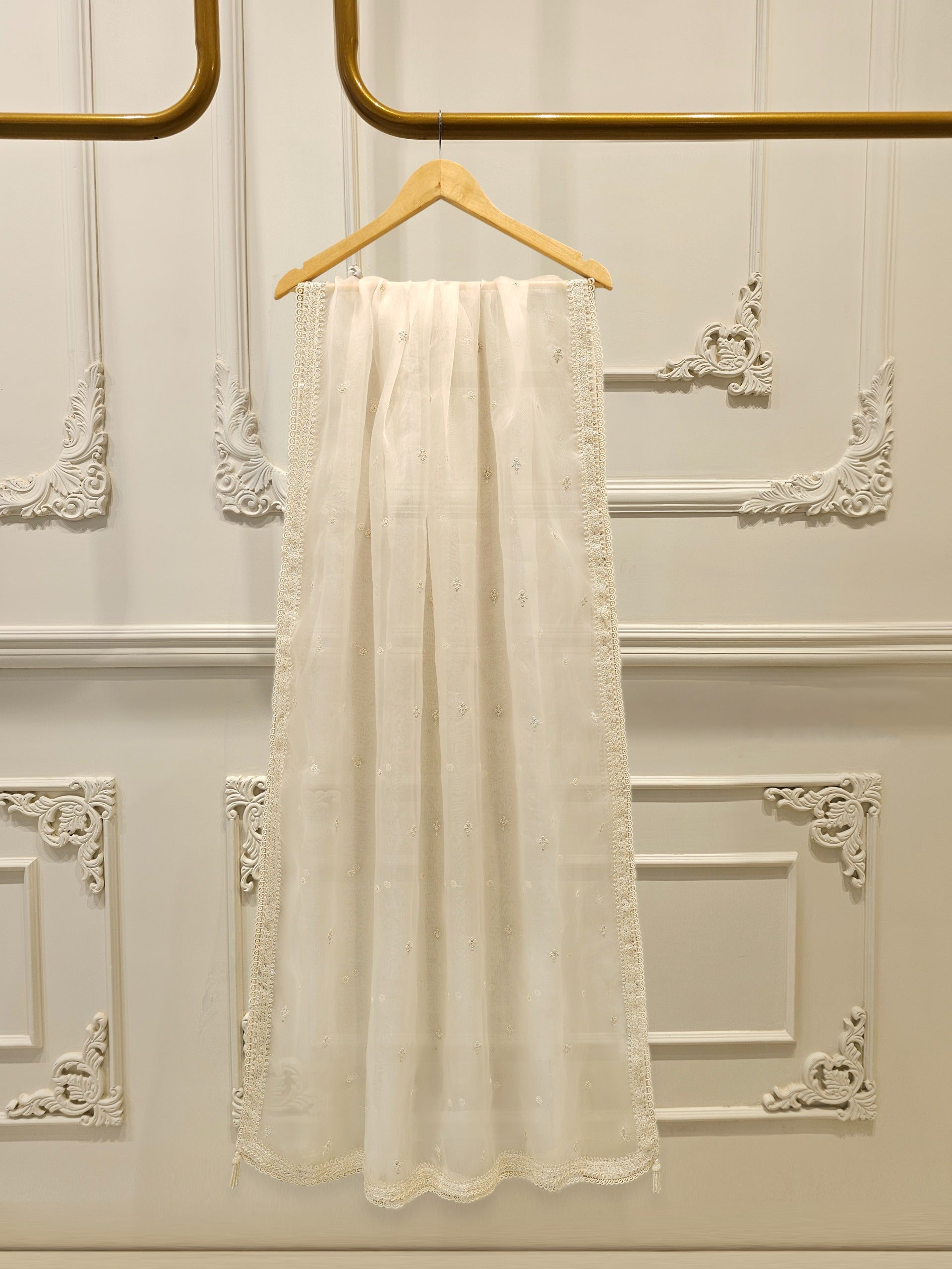 3 Piece - Pure Organza Embroidered Suit S112454 - Image 6